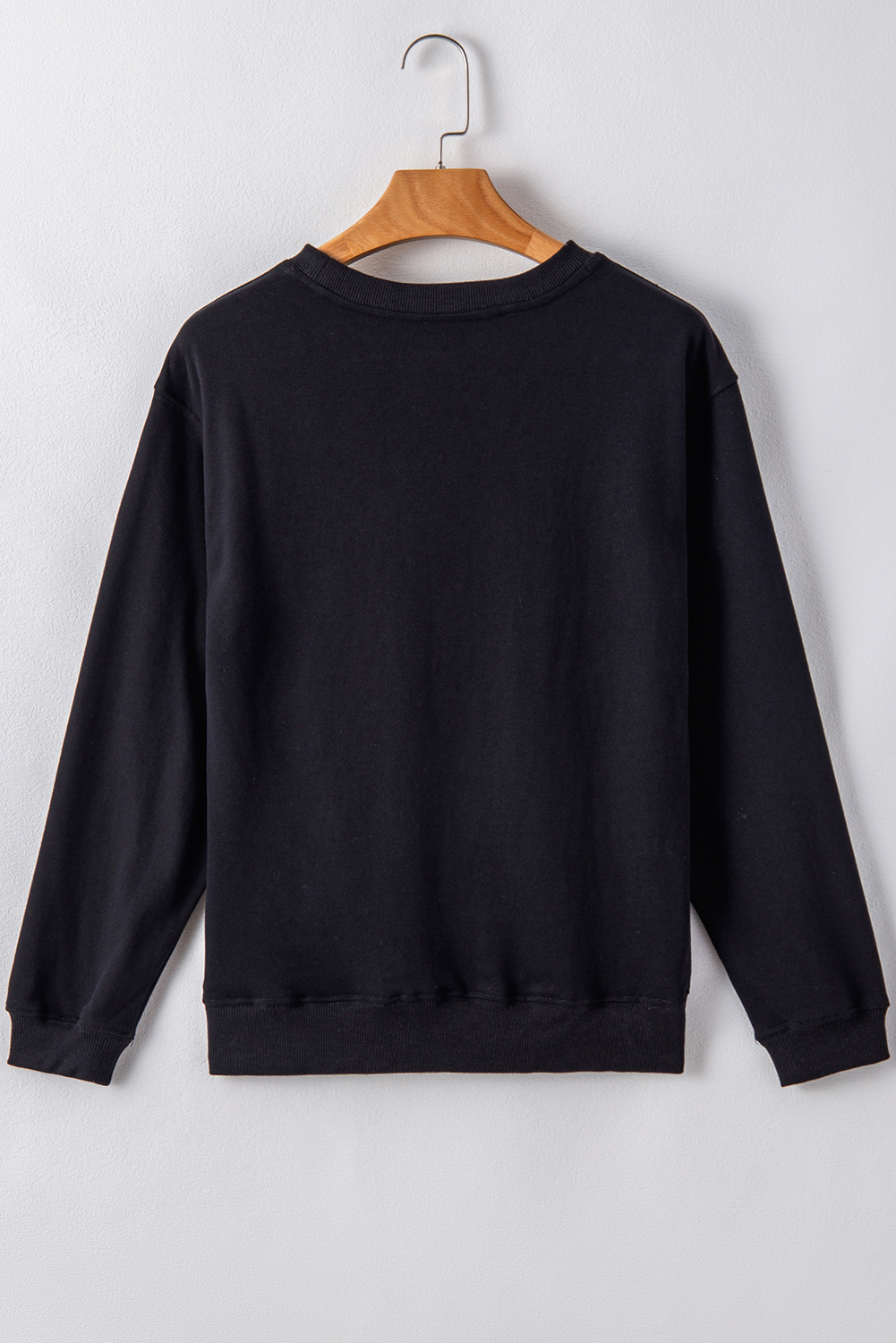 Navy Blue Plain Drop Shoulder Crewneck Pullover Sweatshirt - loveforevers