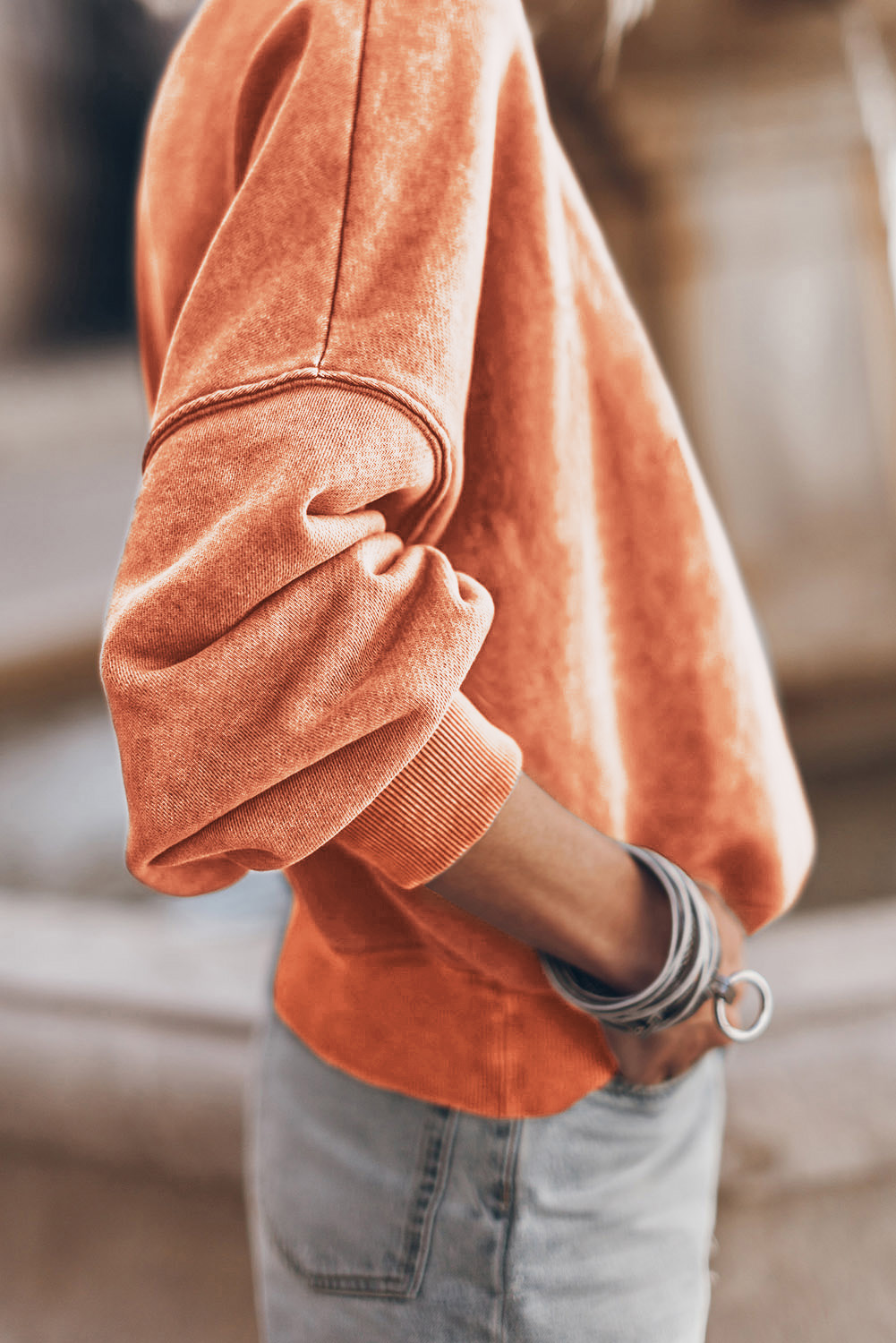 Brown Drop Shoulder Crew Neck Pullover Sweatshirt - loveforevers
