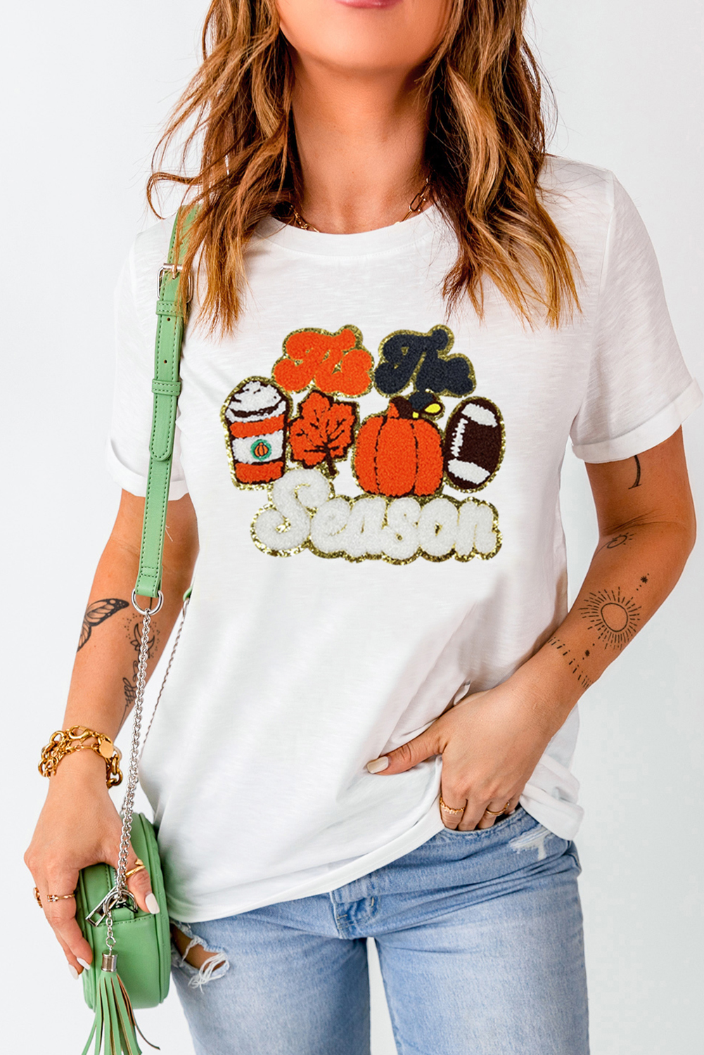 White Tis The Season Pumpkin Spice Latte Lover Graphic Crewneck T Shirt - loveforevers