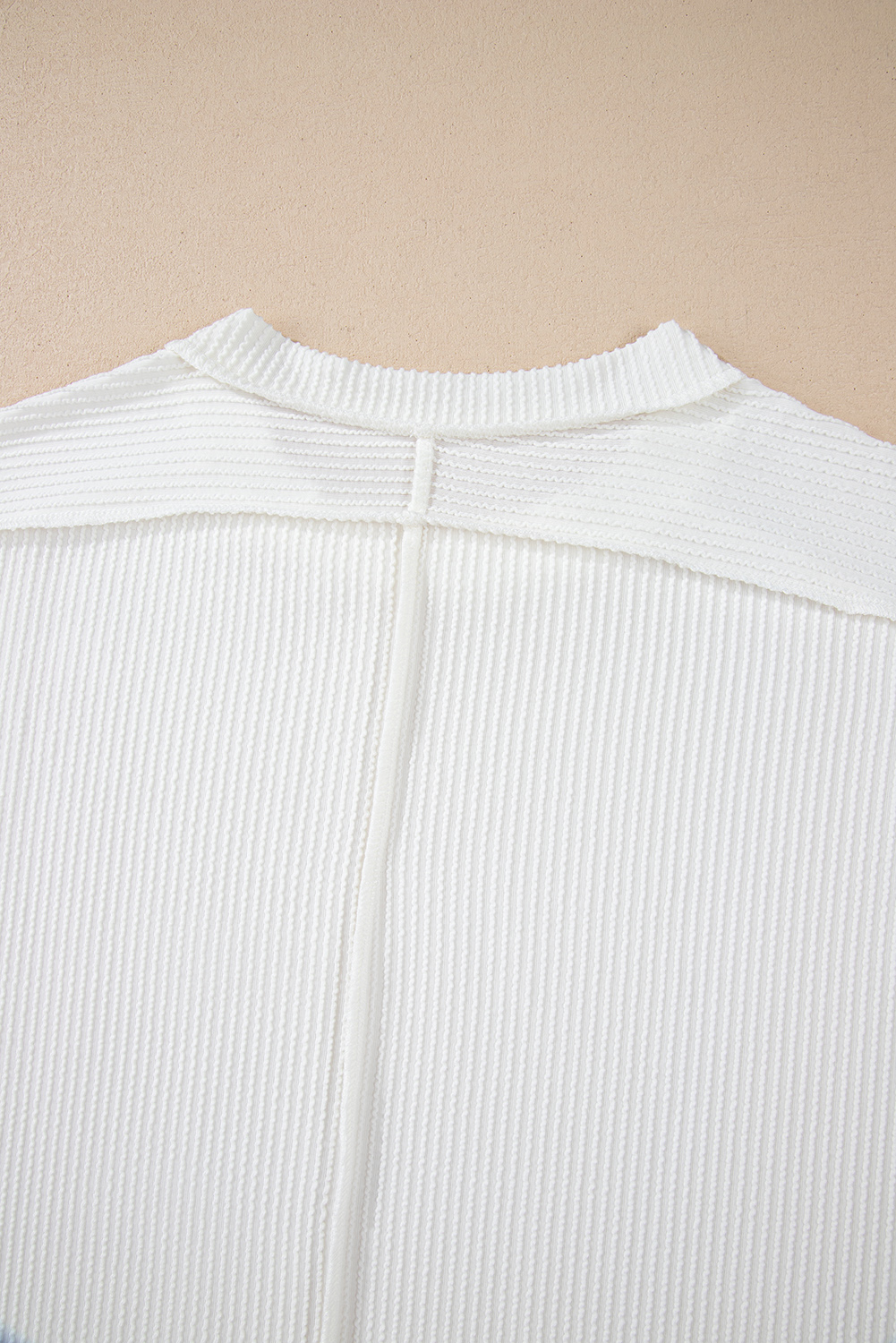 White Textured Knit Exposed Stitching T-shirt - loveforevers
