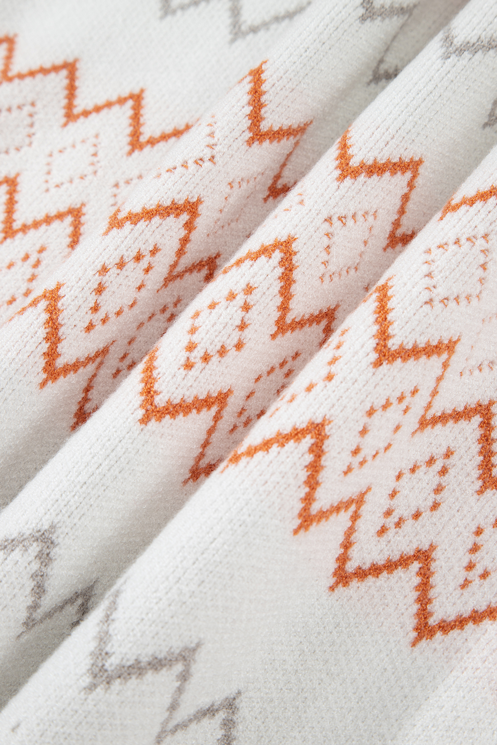 Khaki Zigzag Geometric Pattern Knitted Pullover Sweater - loveforevers