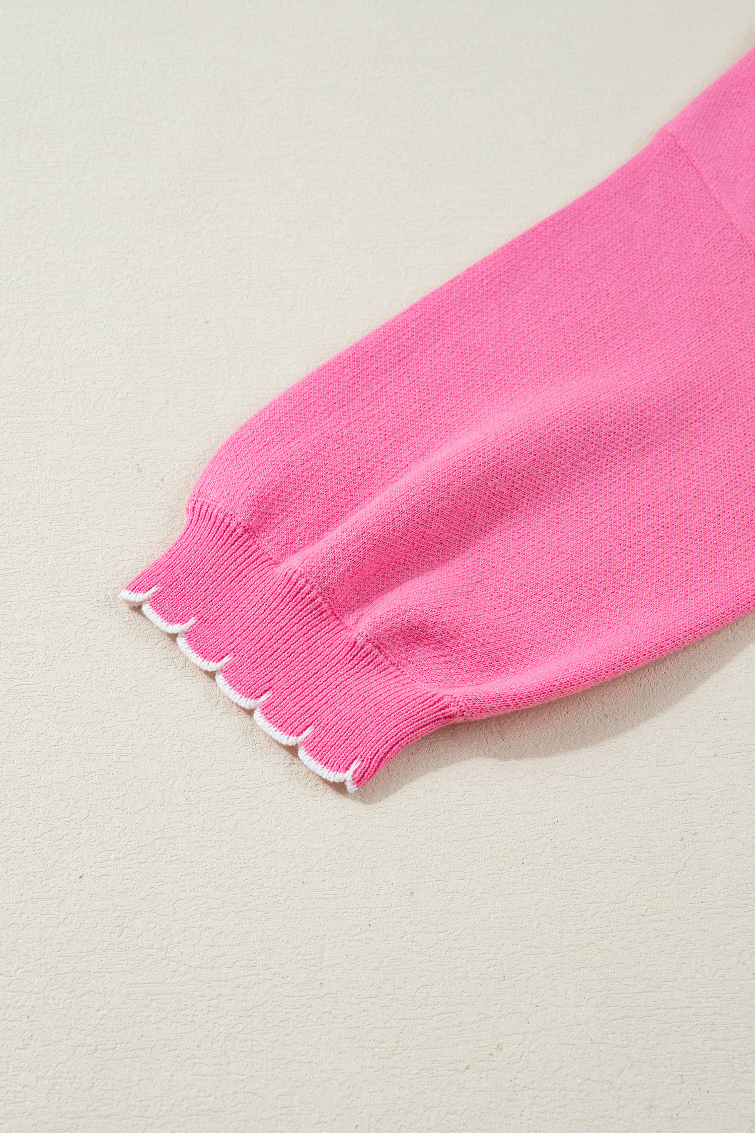 Sachet Pink Big Ribbon Bow Print Contrast Stitch Trim Drop Shoulder Sweater - loveforevers