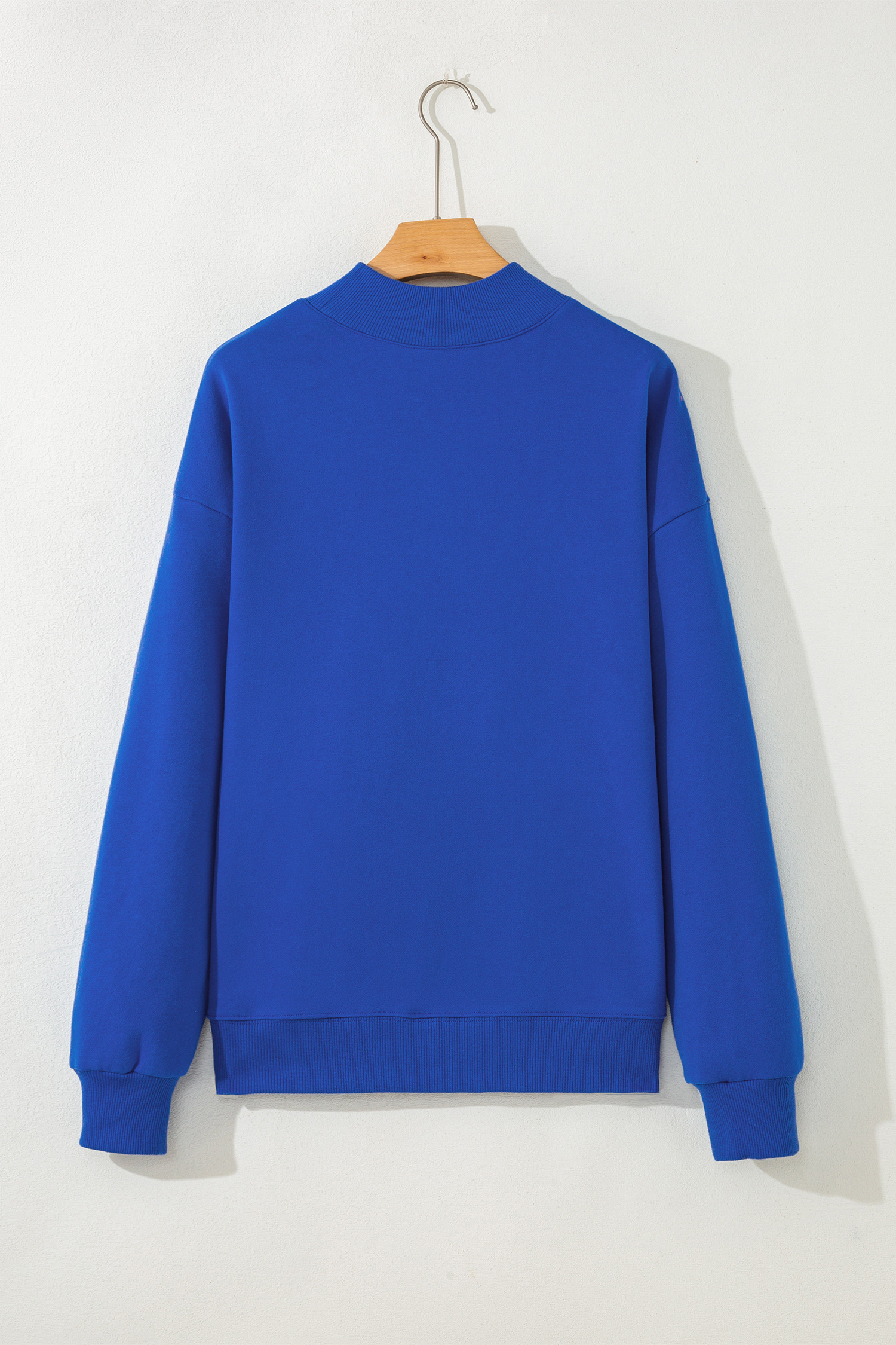Dark Blue Baseball Large Bow Mock Neck Sweatshirt - loveforevers