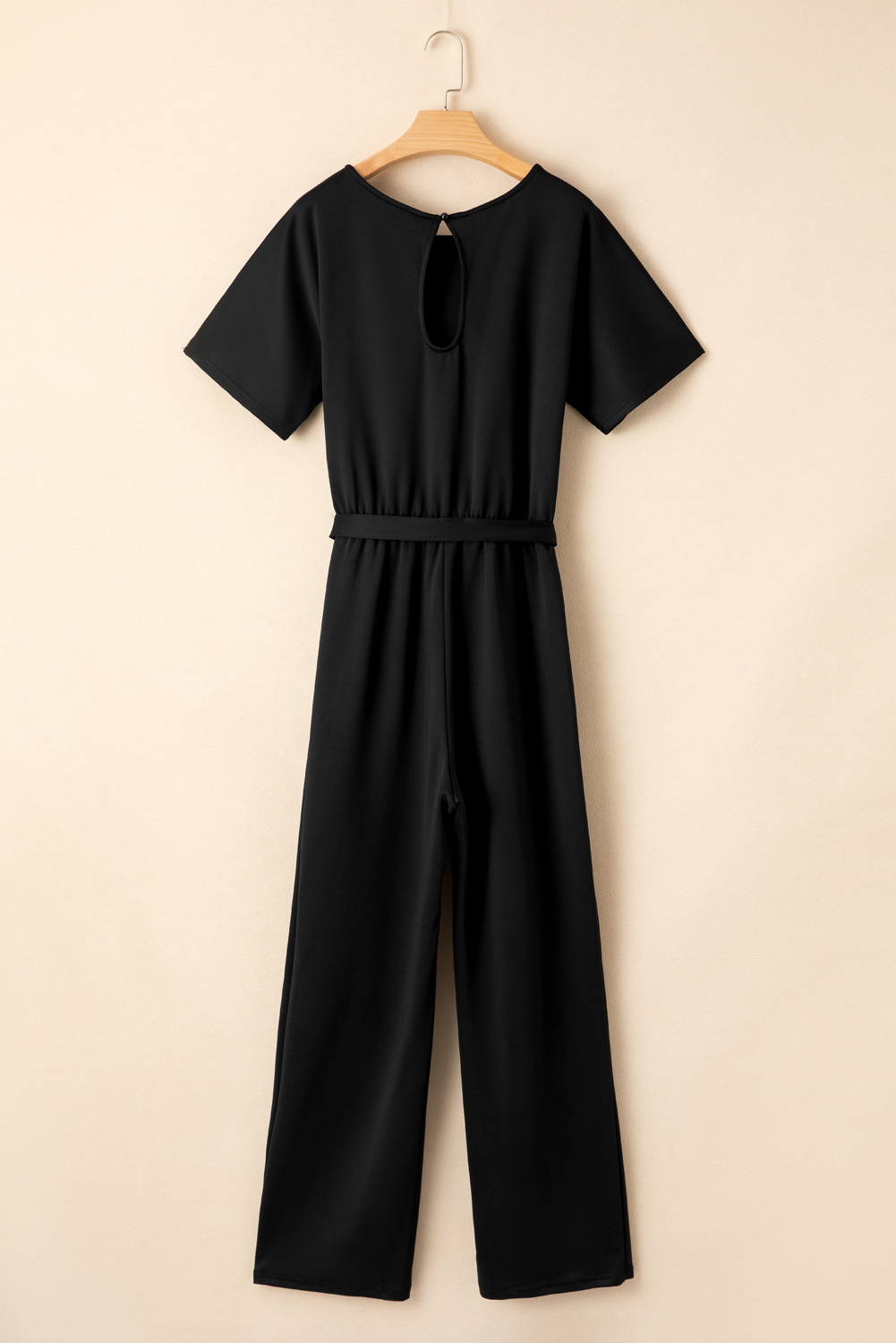 Black Dolman Sleeve Belted Straight Leg Jumpsuit - loveforevers