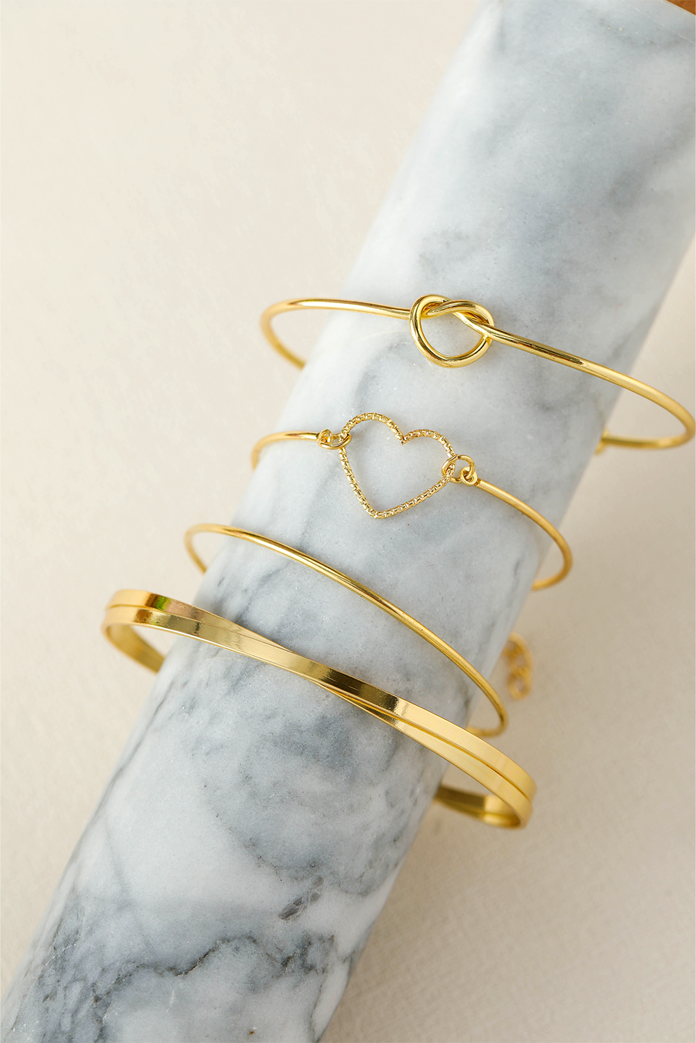 Gold Love Geometric Cross Plated Bracelet 4-piece Set - loveforevers