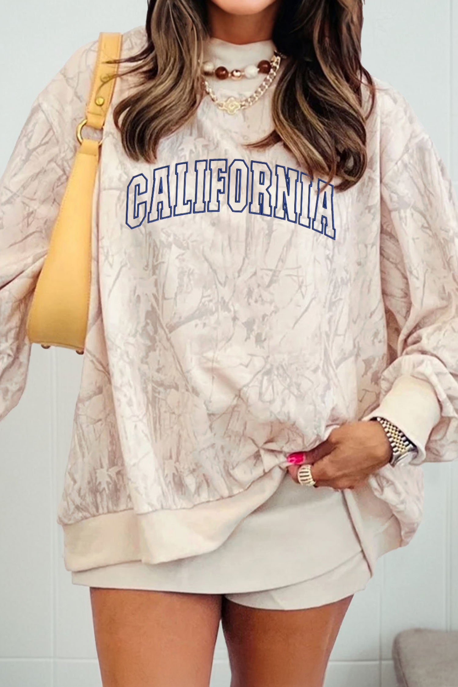 Khaki TEXAS Embroidered Camo Mock Neck Sweatshirt - loveforevers