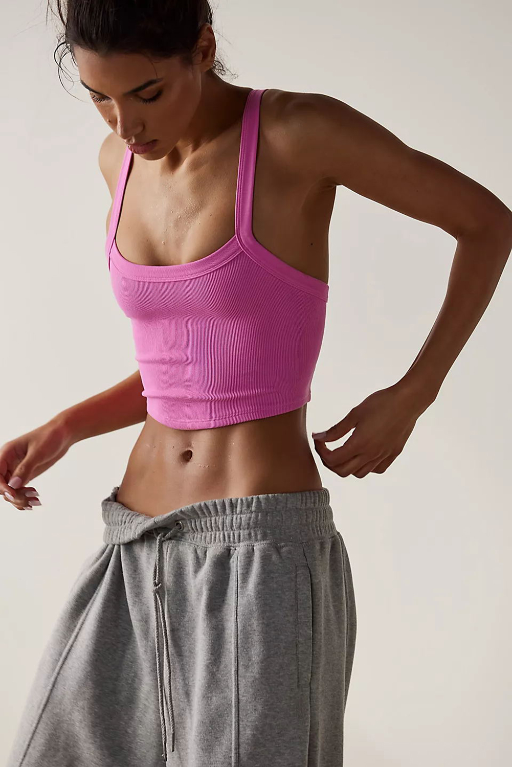 Bonbon Athletic Ribbed Cropped Cami Top - loveforevers