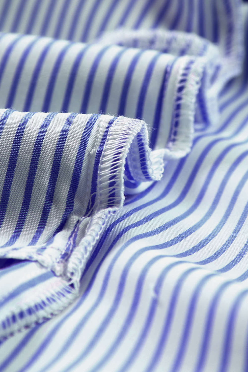 Red Stripe Smocked Cuffed Striped Boyfriend Shirt with Pocket - loveforevers
