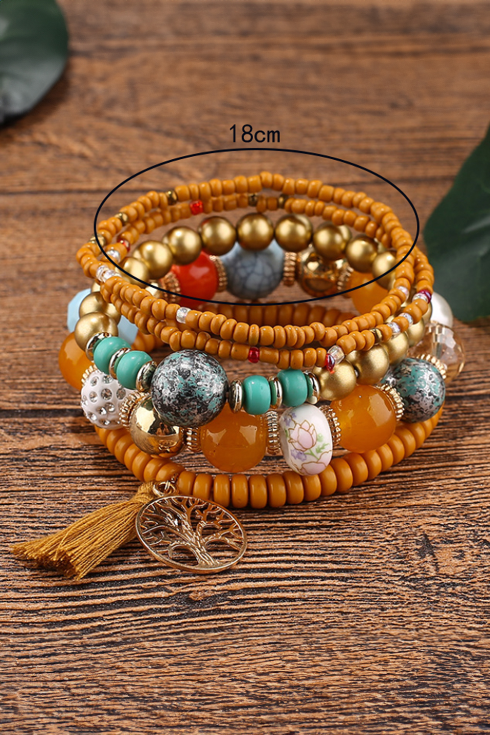 Chestnut 5pcs Boho Beaded Turquoise Bracelets Set - loveforevers