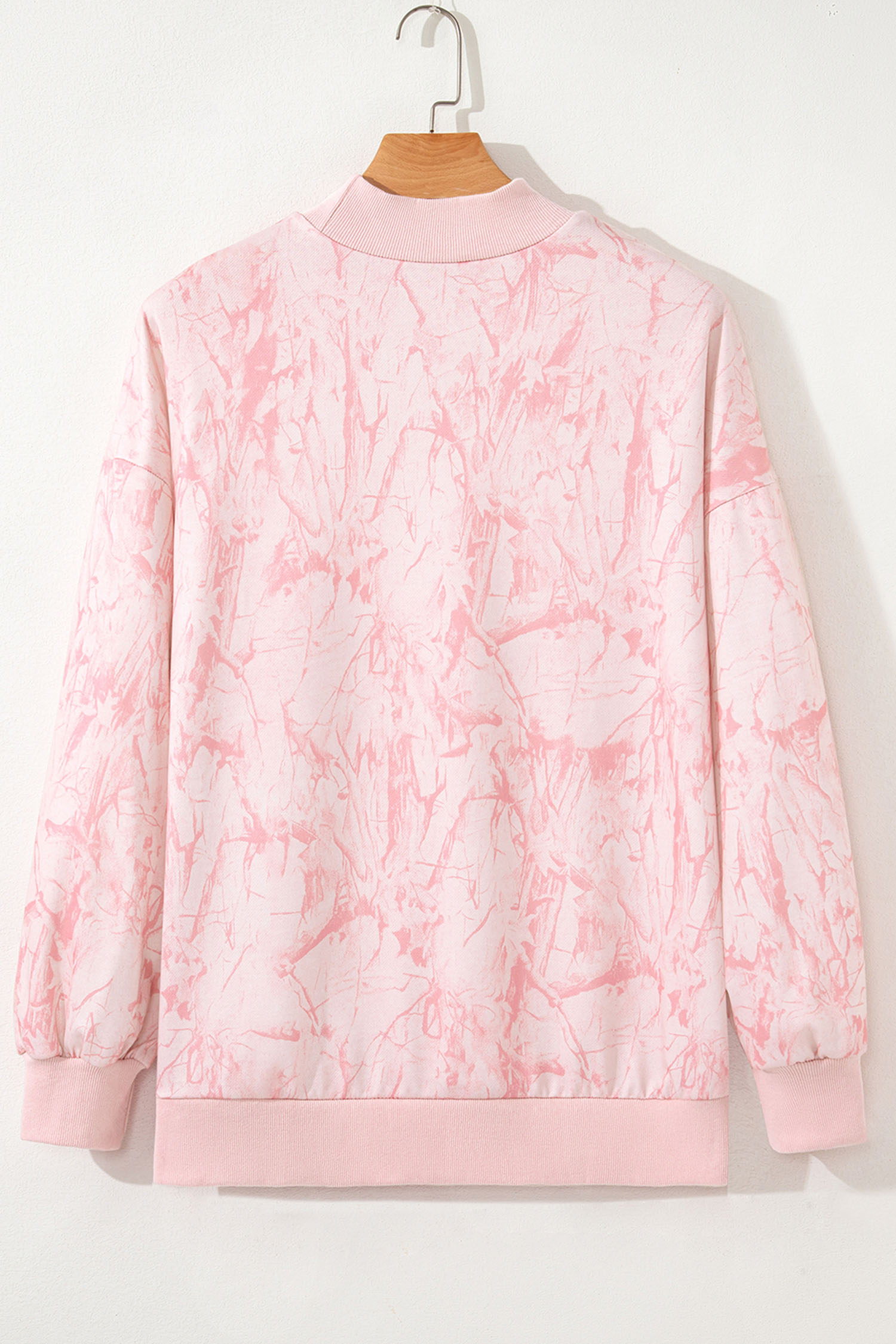 Pink Tie Dye Camo Sequin Love Heart Patched Mock Neck Sweatshirt - loveforevers