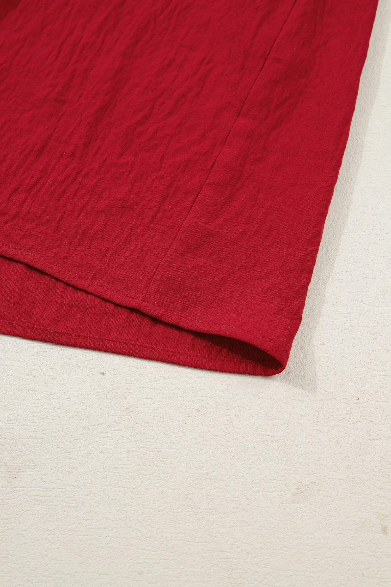 Racing Red Contrast Embroidered Detail Cinched Waist Tiered Long Sleeve Maxi Dress - loveforevers