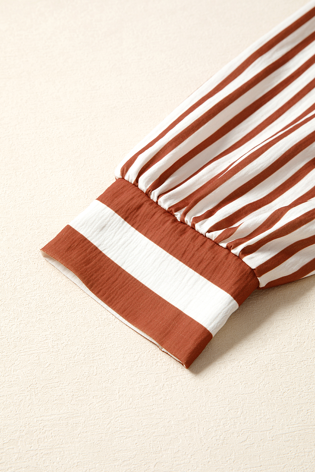 Brown Stripe Babydoll Long Sleeve Blouse - loveforevers