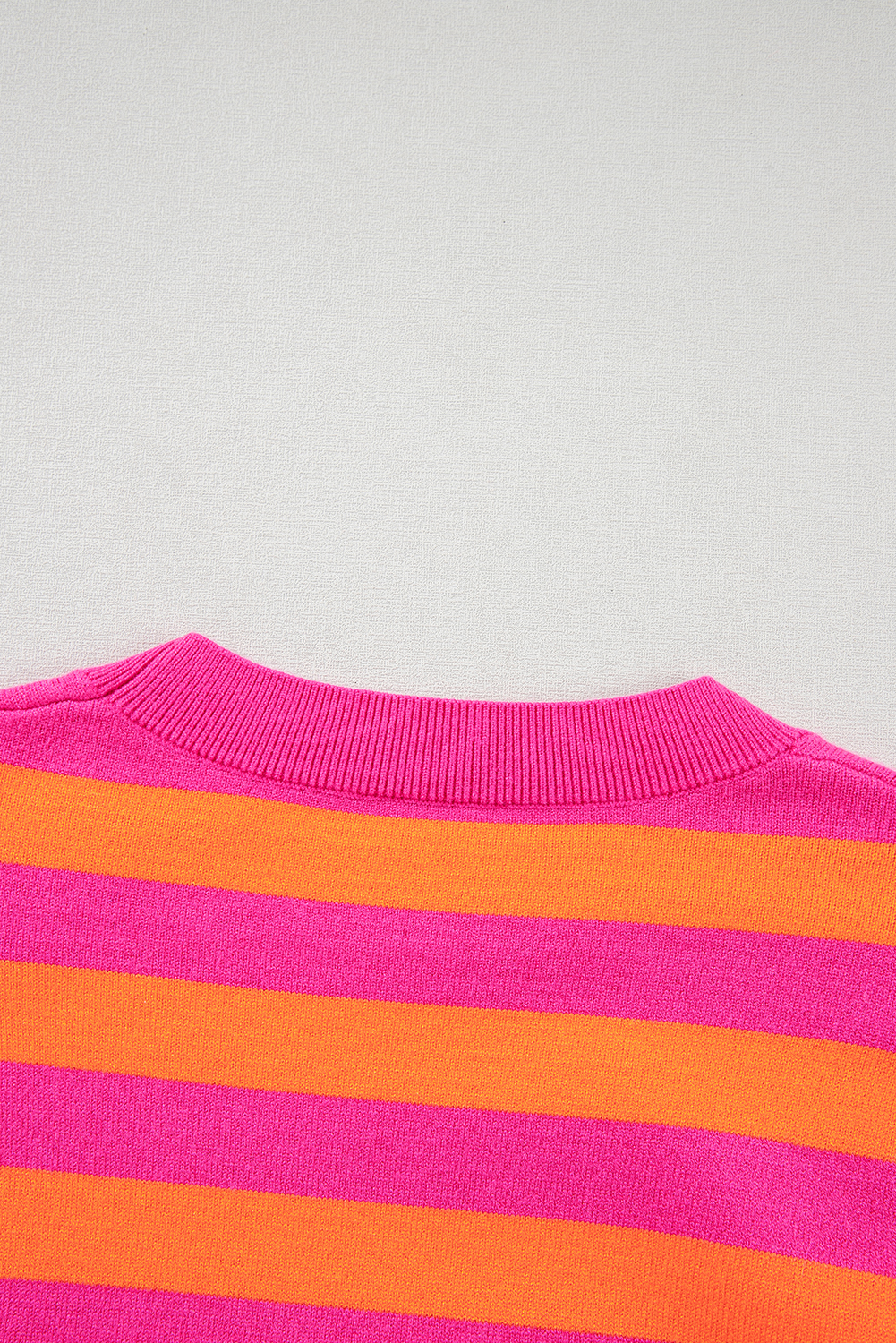 Rose Stripe Shoulder Pad Round Neck Sweater - loveforevers