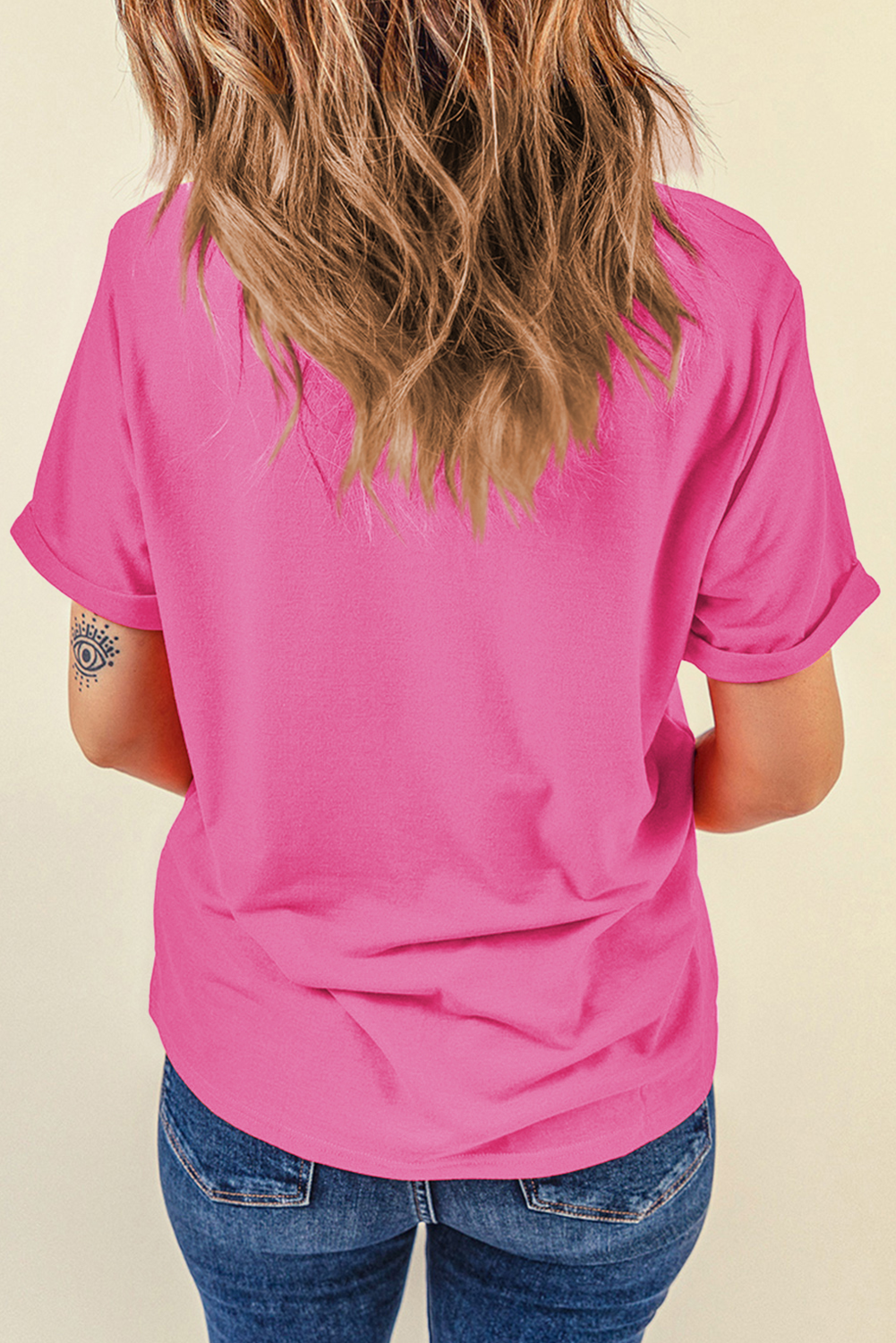 Sachet Pink Flag Pattern Boots Bow Accent Casual Graphic Tee - loveforevers