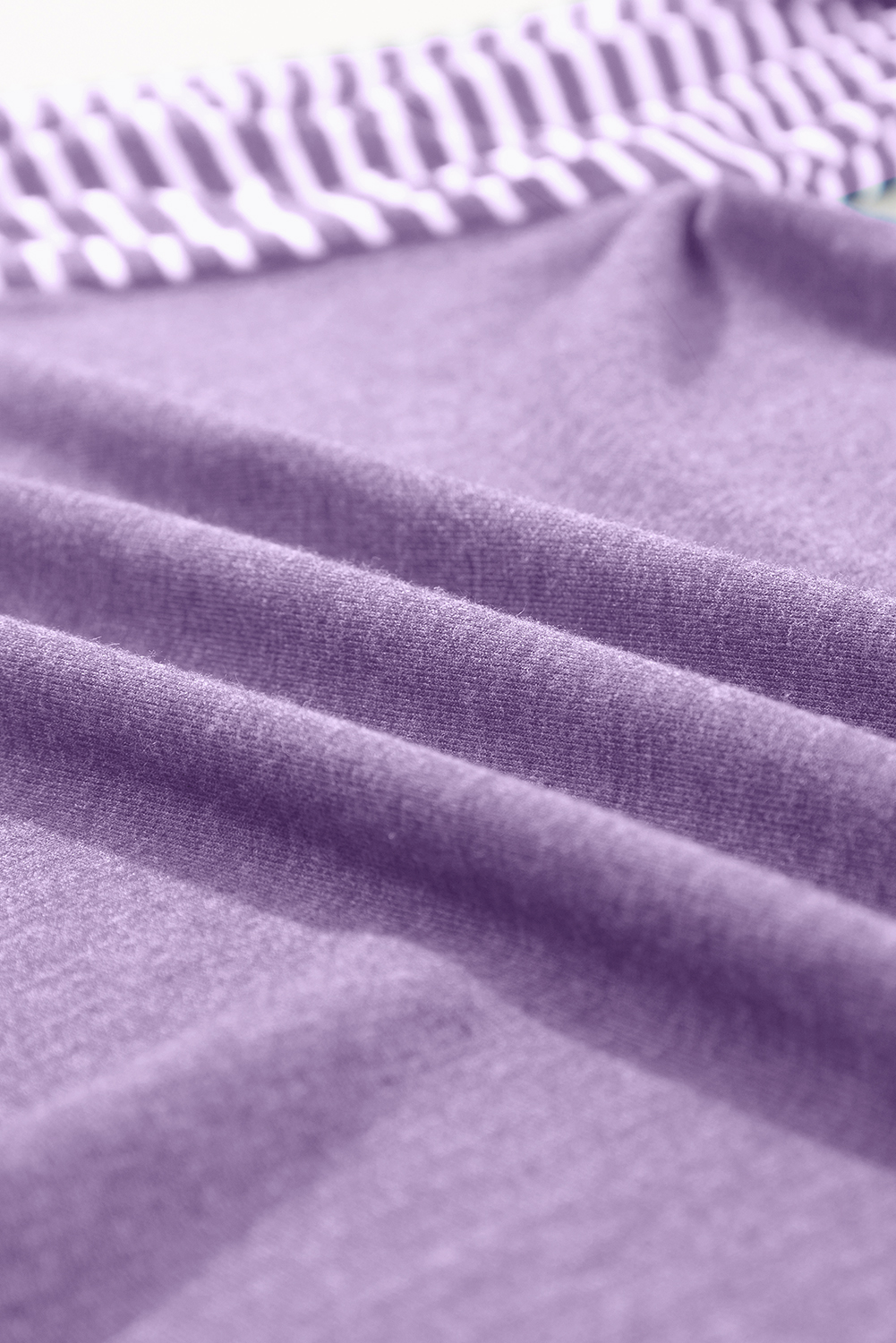 Tillandsia Purple Contrast Print Striped Raglan Long Sleeve Loose Top - loveforevers