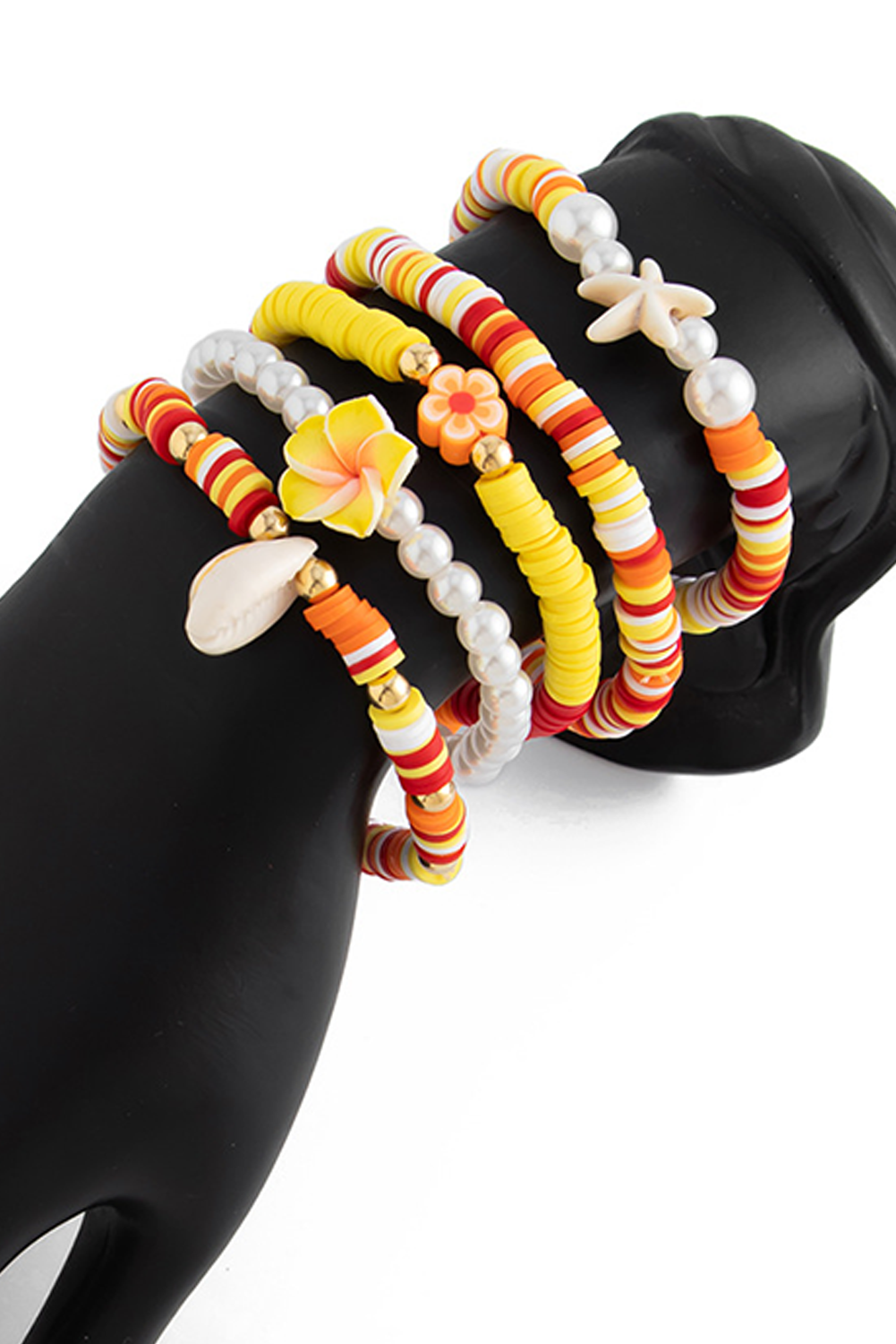 Yellow Starfish Shell Flower Pearl Beaded Multi Layer Bracelet - loveforevers