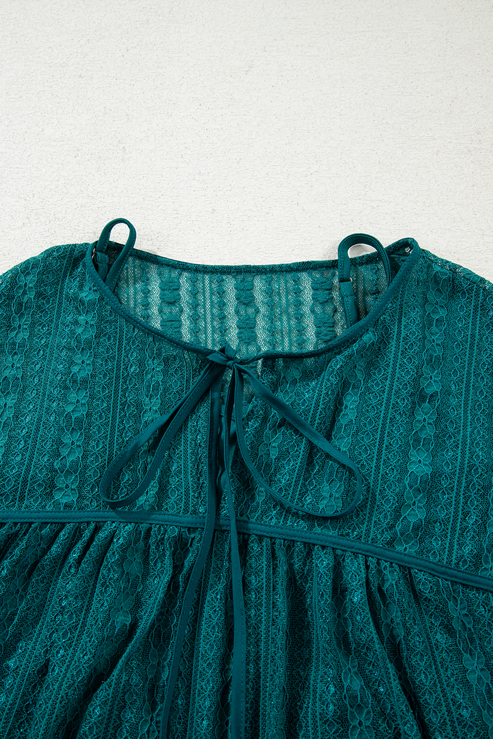 Evergreen Sheer Lace Balloon Sleeve Babydoll Blouse - loveforevers