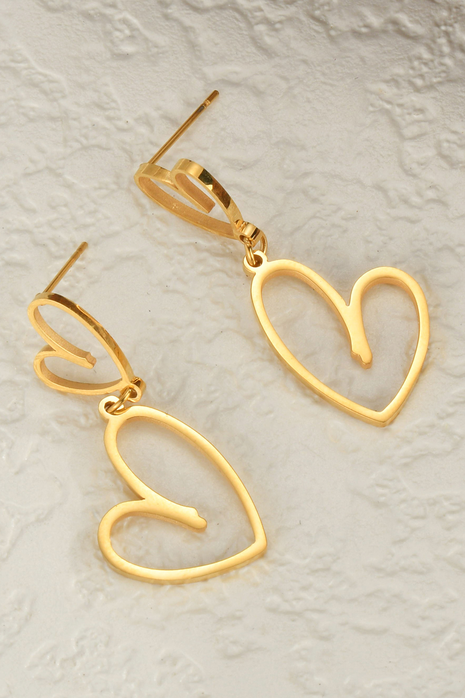 Gold Plated Dual Heart Stud Earrings - loveforevers
