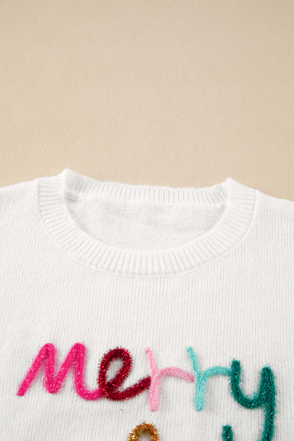 White Merry & Bright Round Neck Casual Sweater - loveforevers