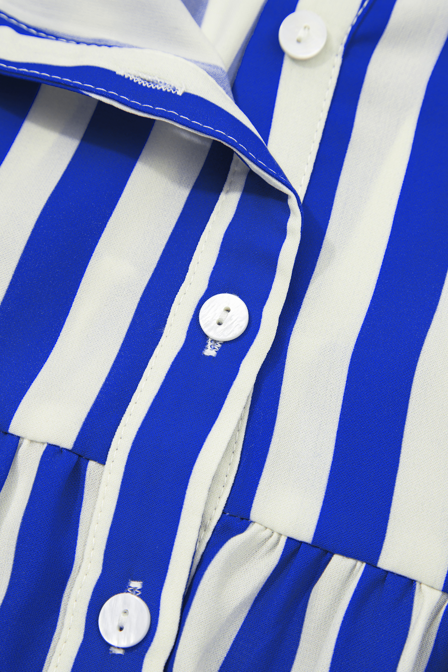 Sky Blue Stripe Balloon Sleeve Loose Button up Shirt - loveforevers