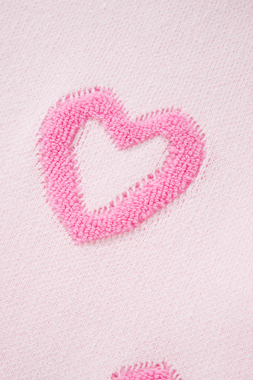Pink Heart Shape Bubble Sleeve Baggy Sweater - loveforevers