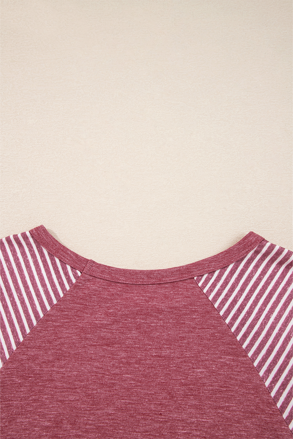 Tillandsia Purple Contrast Print Striped Raglan Long Sleeve Loose Top - loveforevers