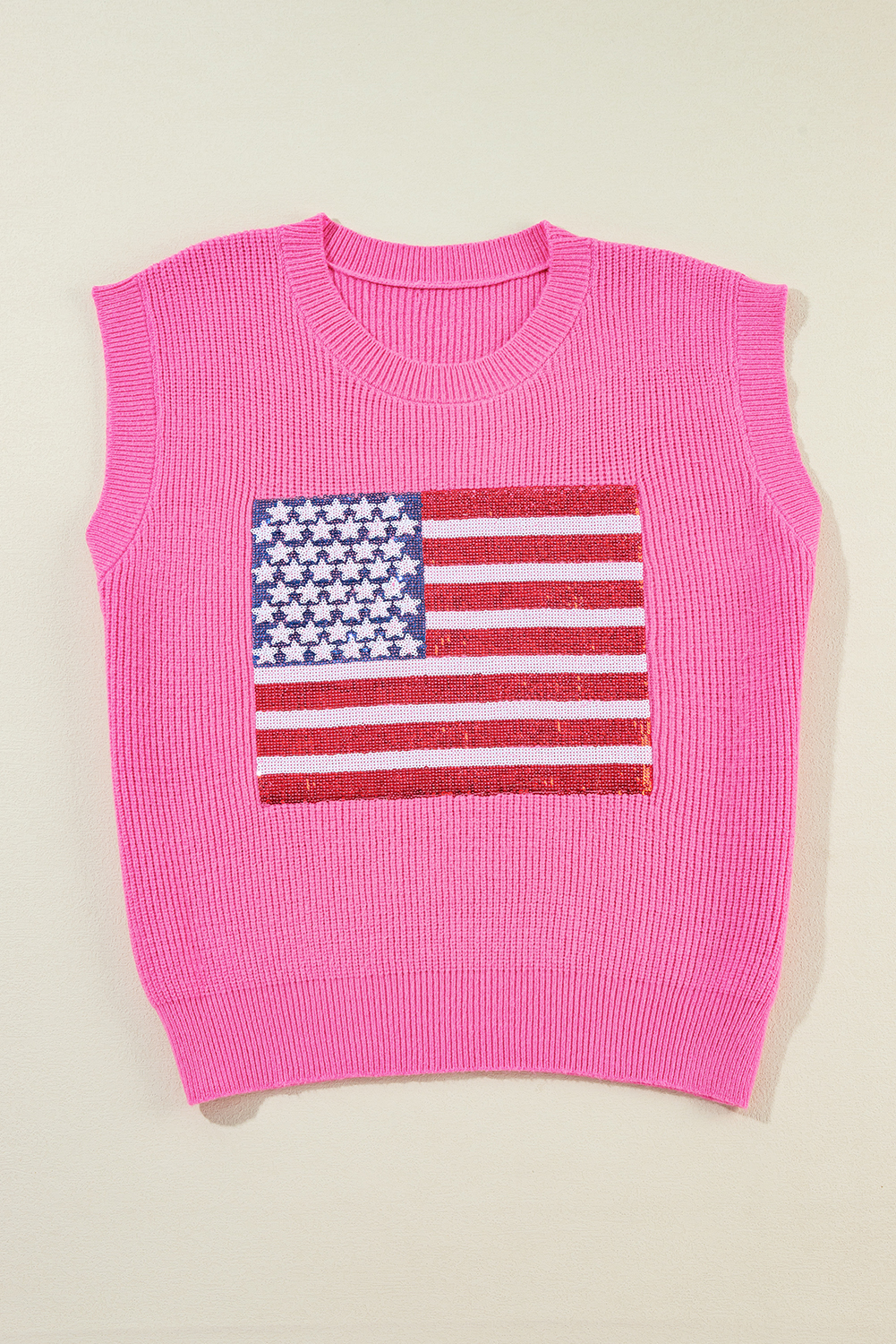 Bonbon Sparkling American Flag Knitted Vest - loveforevers