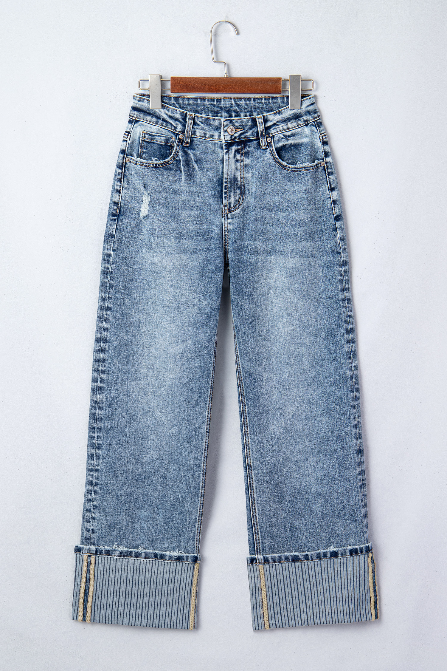 Ashleigh Blue Cuffed Straight Loose Jeans - loveforevers