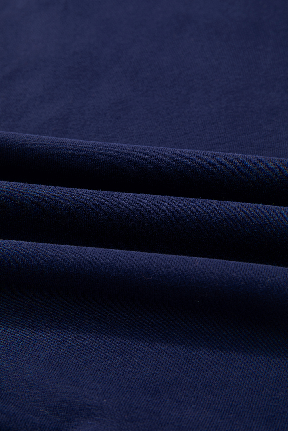 Navy Blue Solid O Neck High Low Hem Pullover Sweatshirt - loveforevers