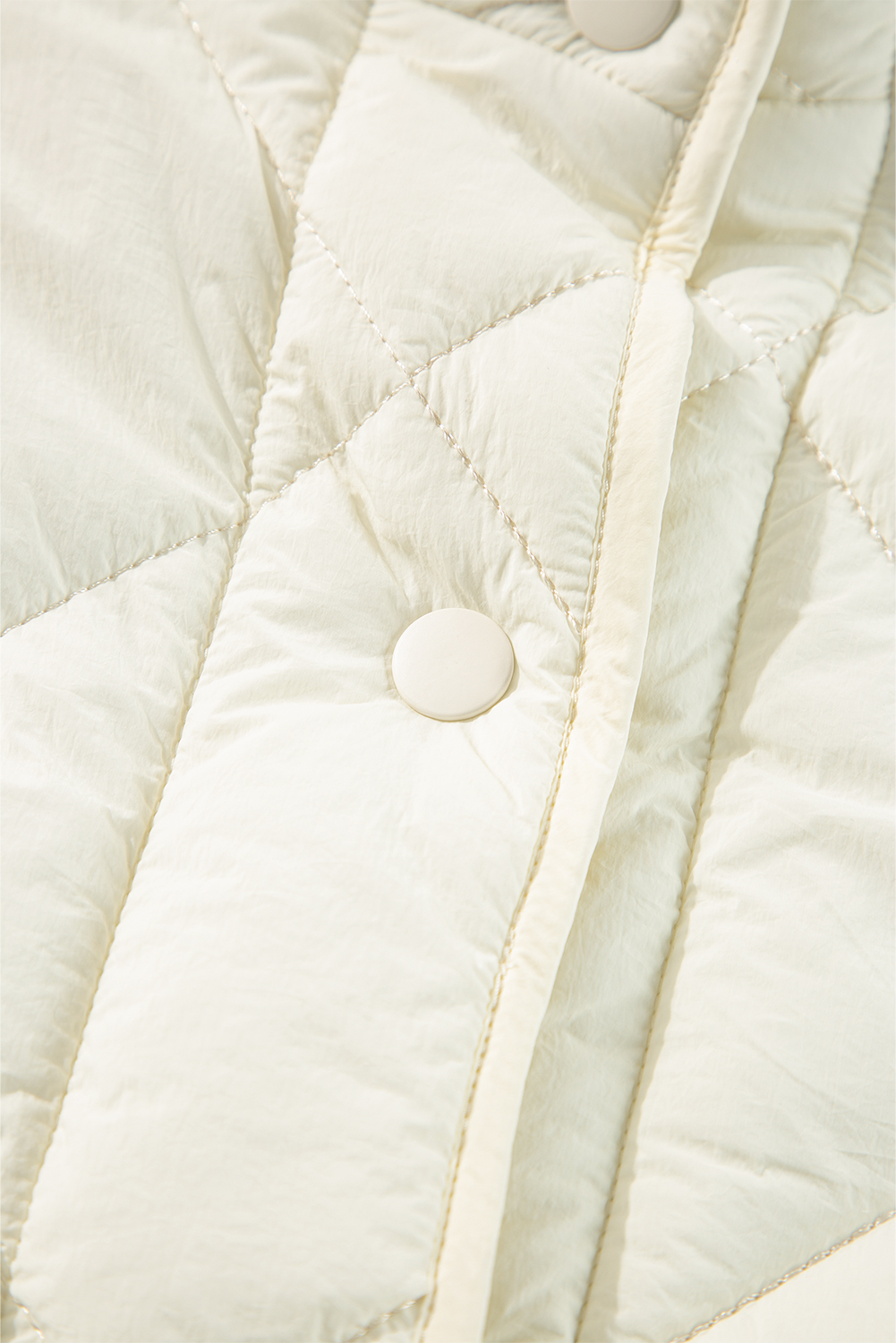 Beige Quilted High Neck Button Up Pocket Vest Coat - loveforevers