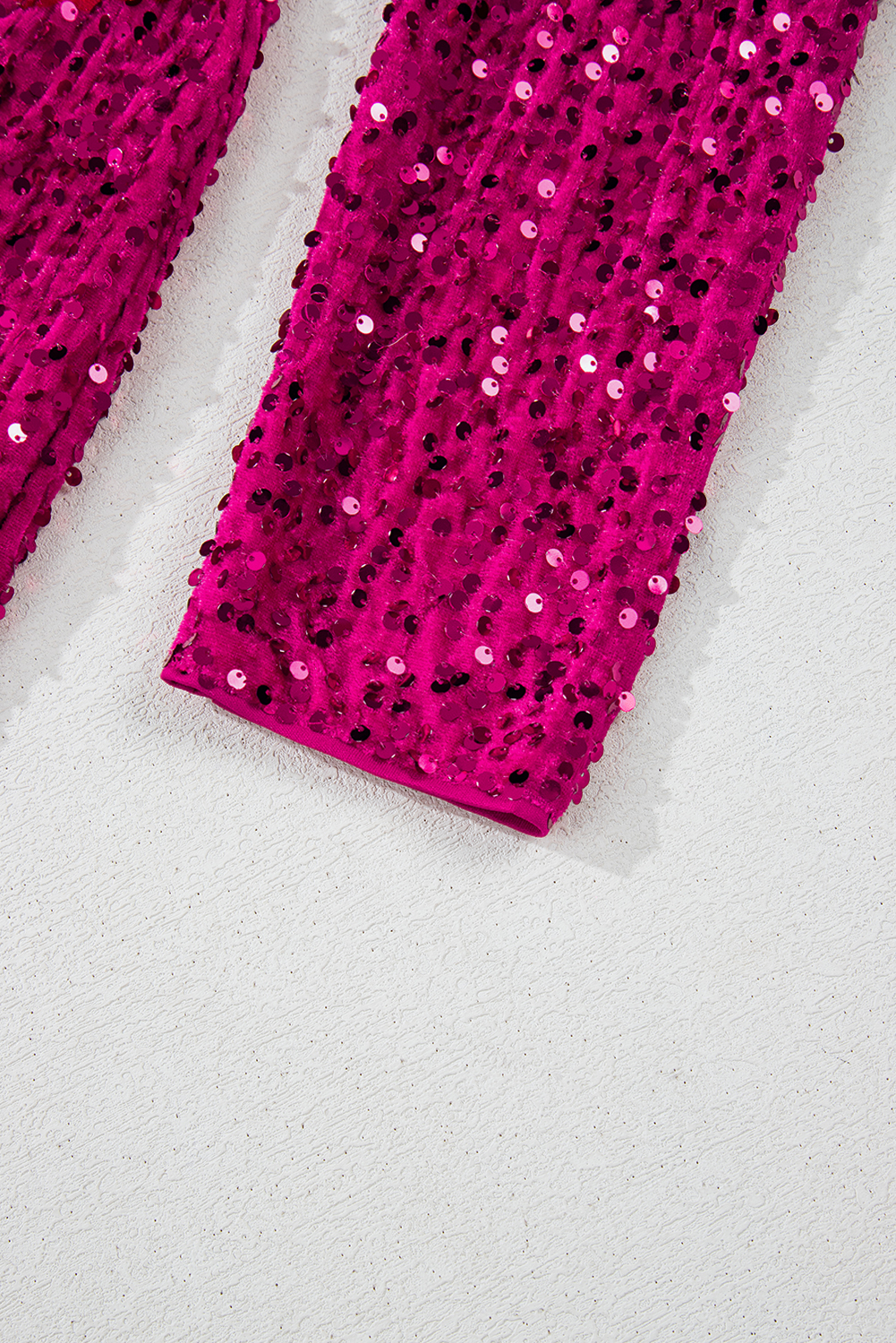 Pitaya Pink Velvet Sequin Long Sleeve V Neck Wrapped Mini Dress - loveforevers