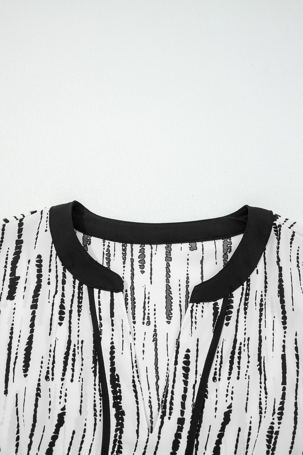 White Abstract Printed V Neck Fall Blouse - loveforevers