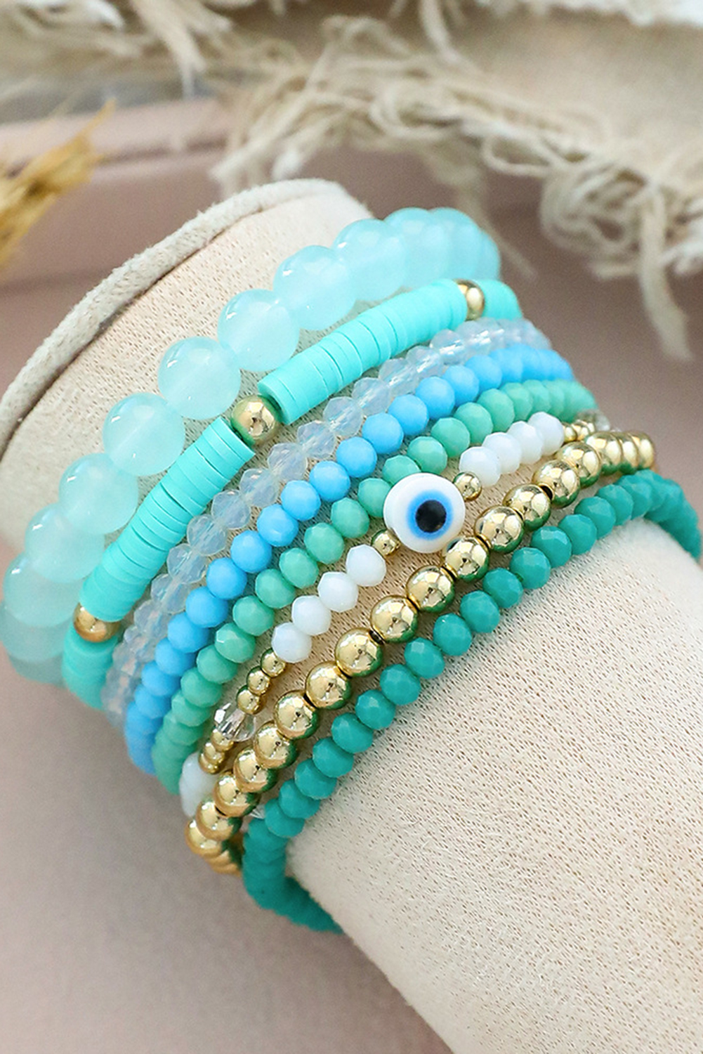 Aruba Blue Multi Layered Beaded Bracelet Set - loveforevers