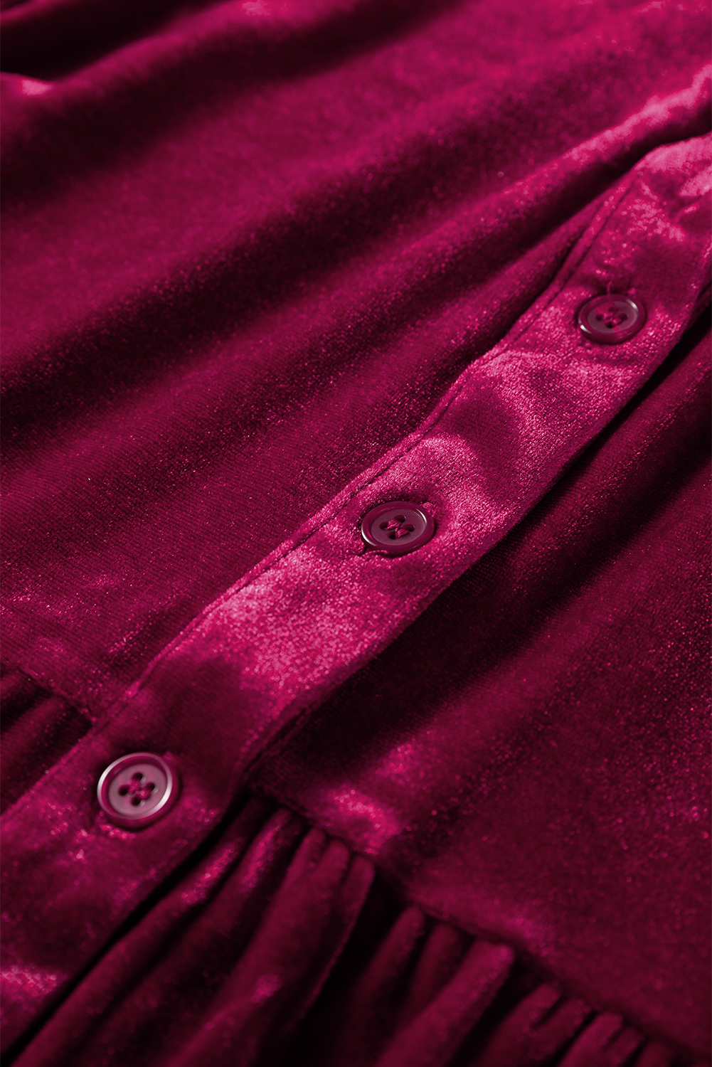 Burgundy 3/4 Sleeve Tunic Babydoll Velvet Shirt - loveforevers