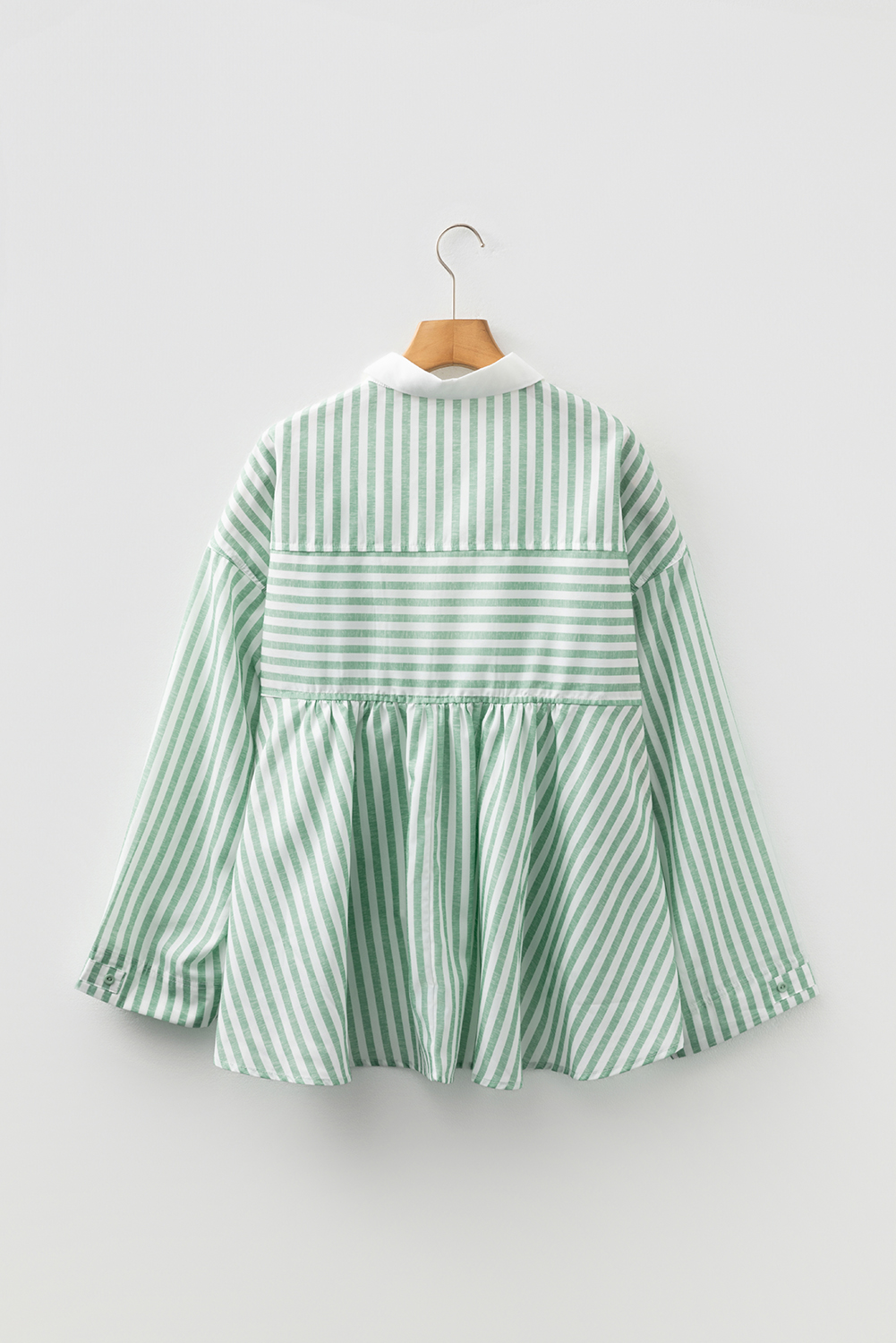 Green Stripe Half Zip Long Sleeve Swing Top - loveforevers