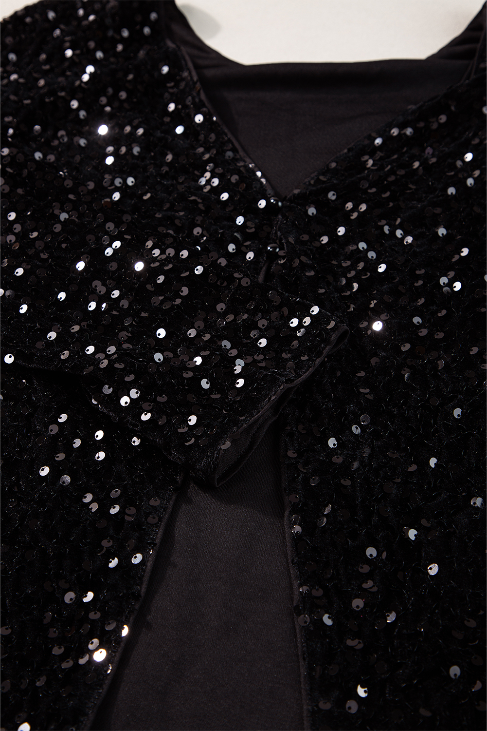Black Sequin Long Sleeve Cutout Back Top - loveforevers