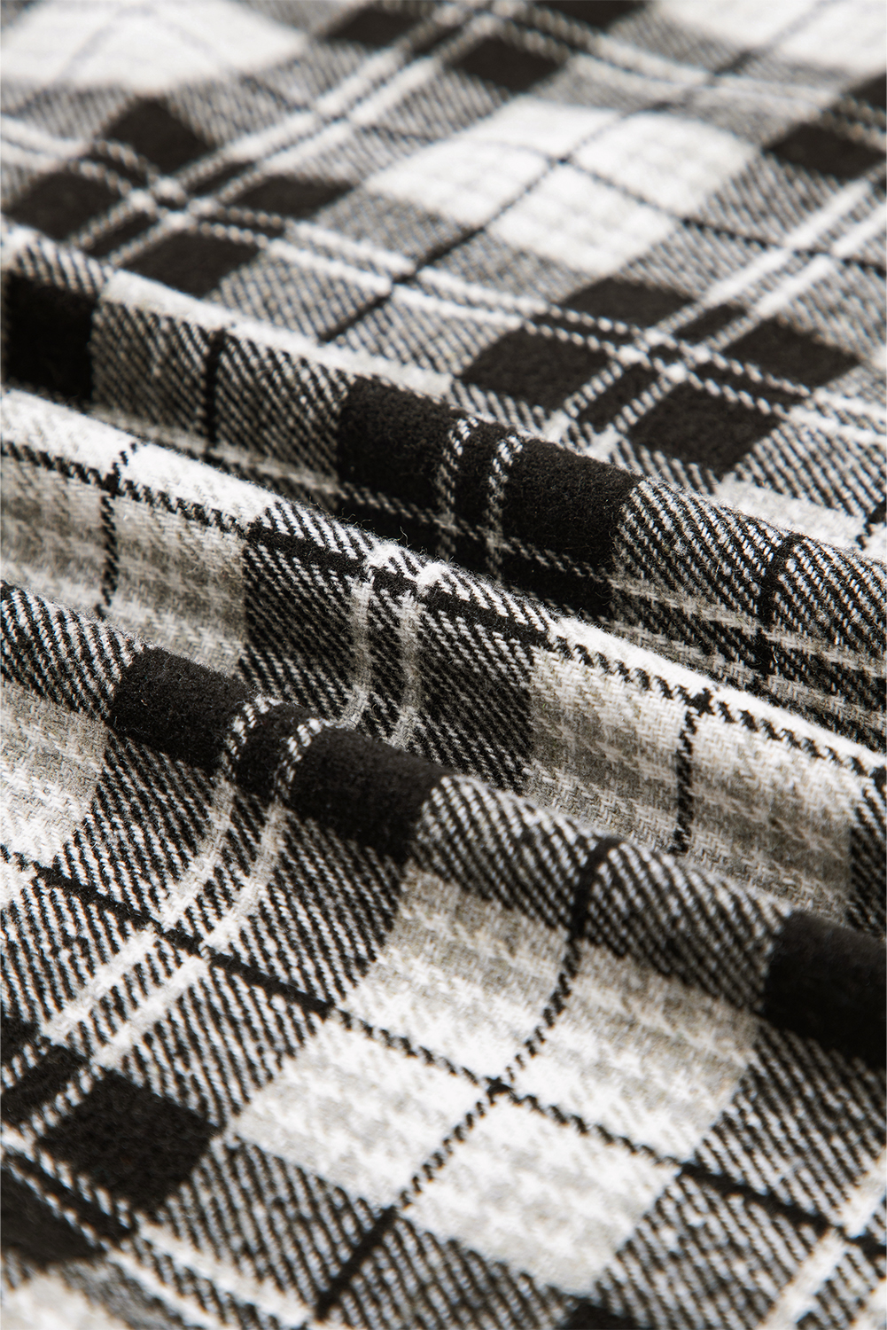 Black Plaid Print Chest Pockets Buttoned Shirt - loveforevers