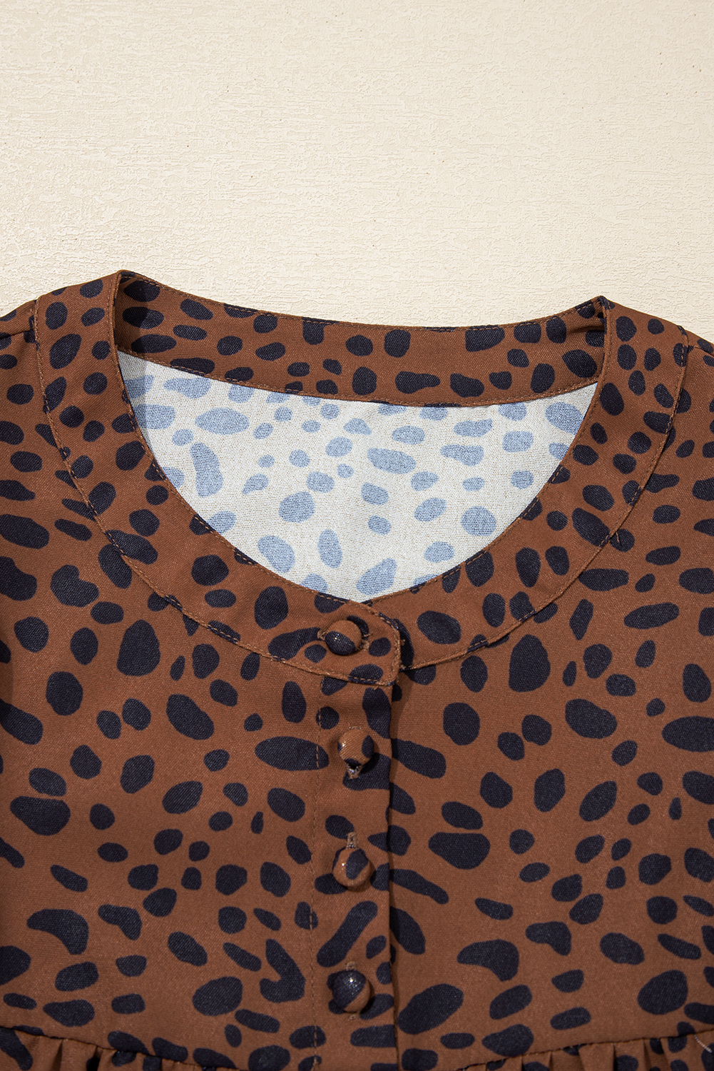 Brown Leopard Print Ruffled Puff Sleeve Blouse - loveforevers