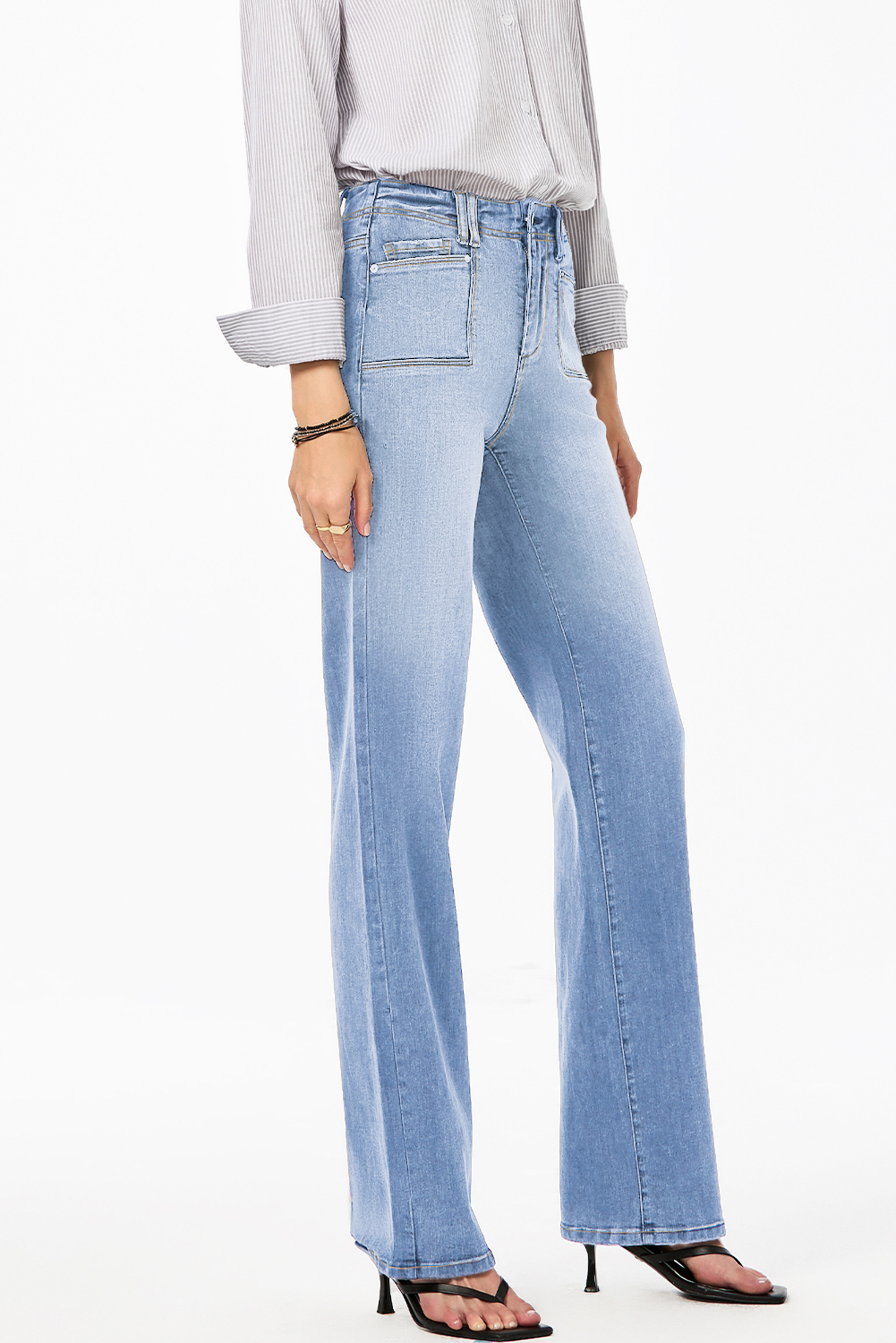 Beau Blue Loose Straight Leg Cropped High Waist Jeans - loveforevers