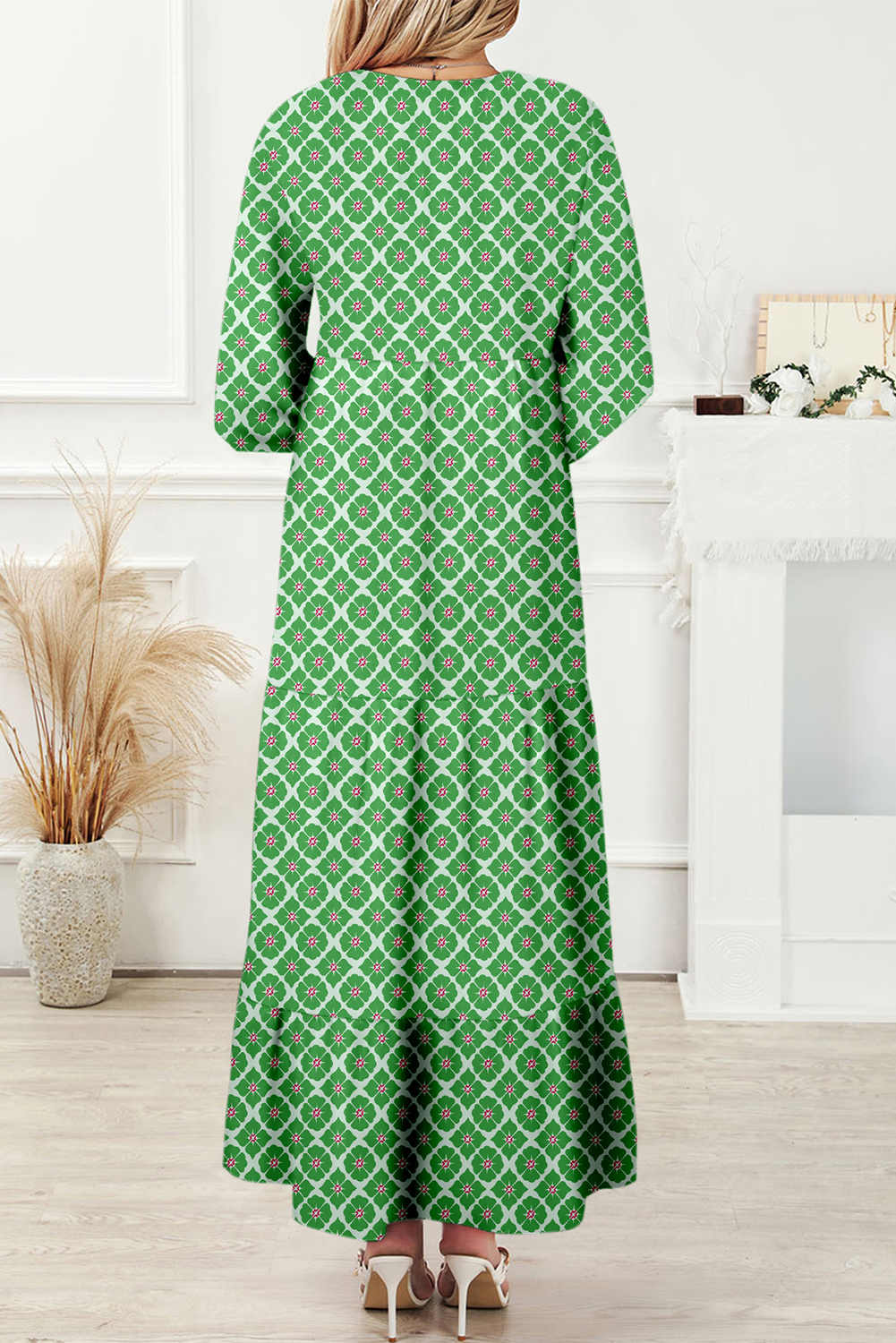 Sky Blue Boho Printed Half Sleeve Maxi Dress - loveforevers