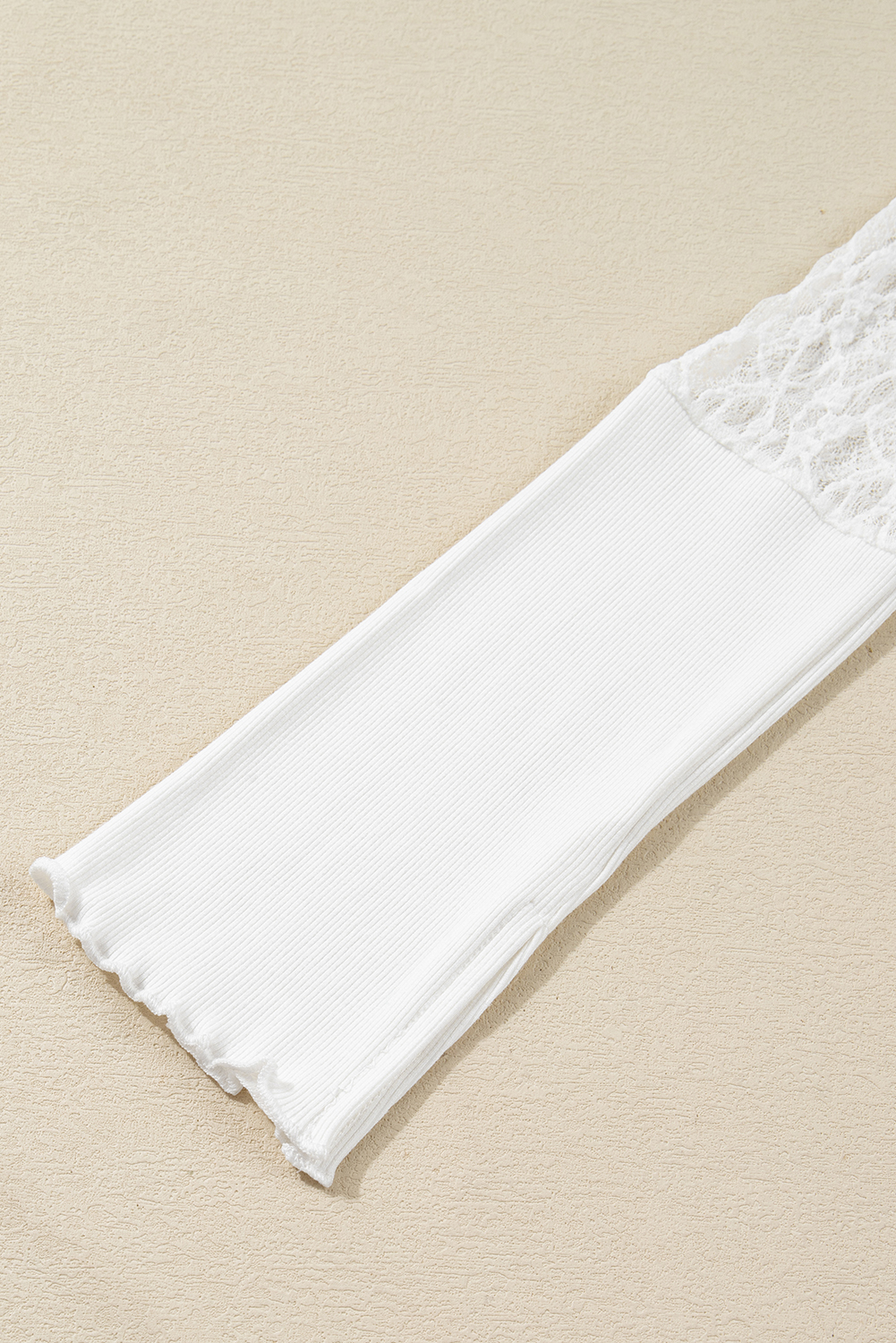 White Sheer Lace Long Sleeve Slim Henley Top - loveforevers