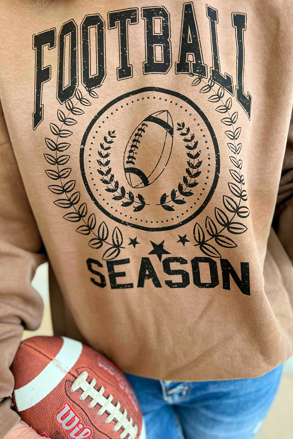 Khaki Rugby FOOTBALL SEASON Graphic Game Day Sweatshirt - loveforevers