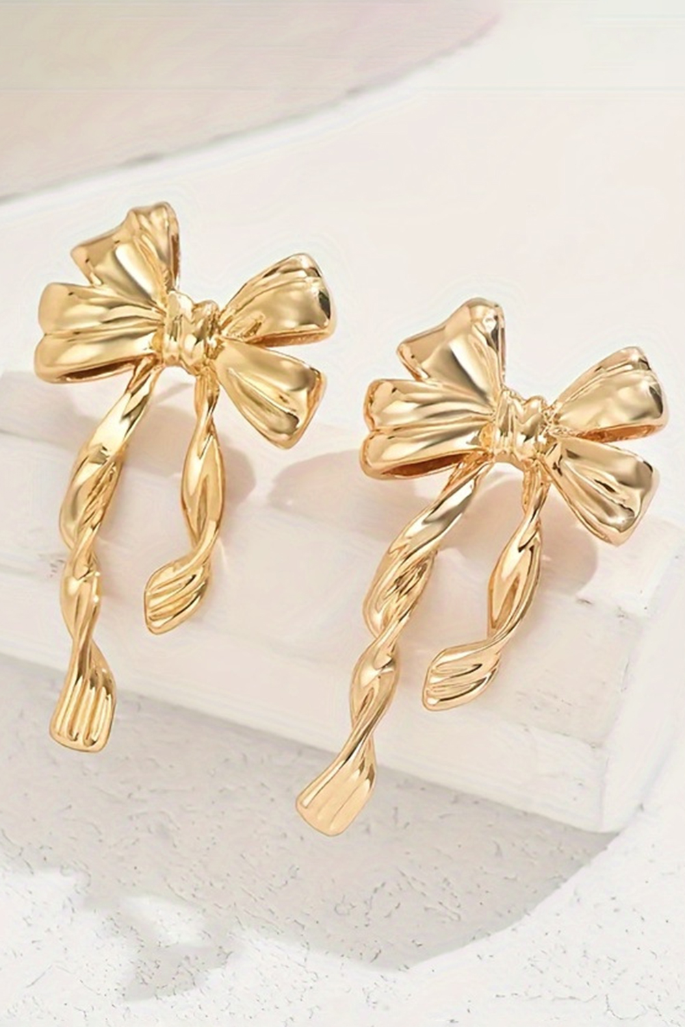 Gold Bow Knot Plated Alloy Stud Earrings - loveforevers