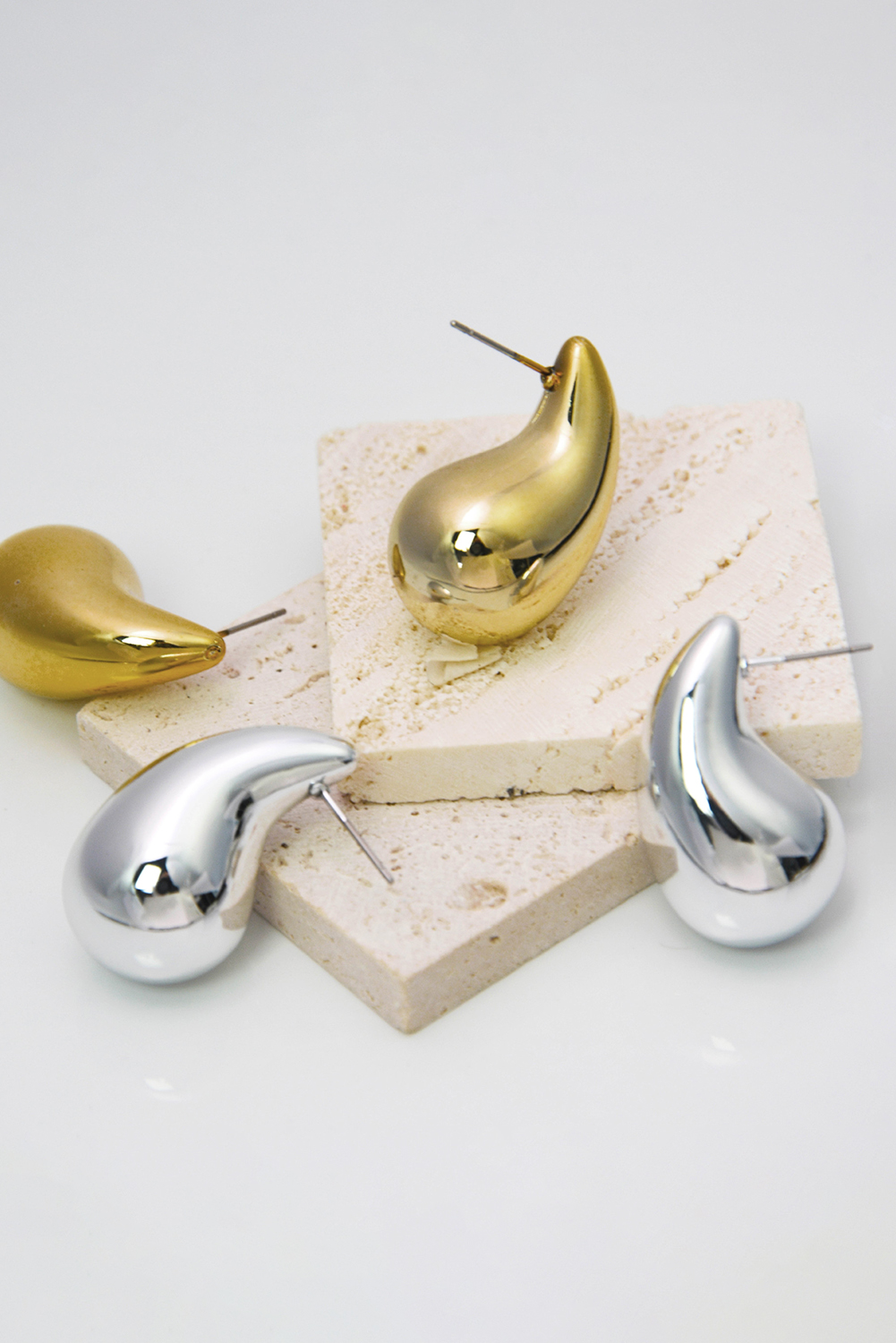 Gold Teardrop Plated Alloy Stud Earrings - loveforevers