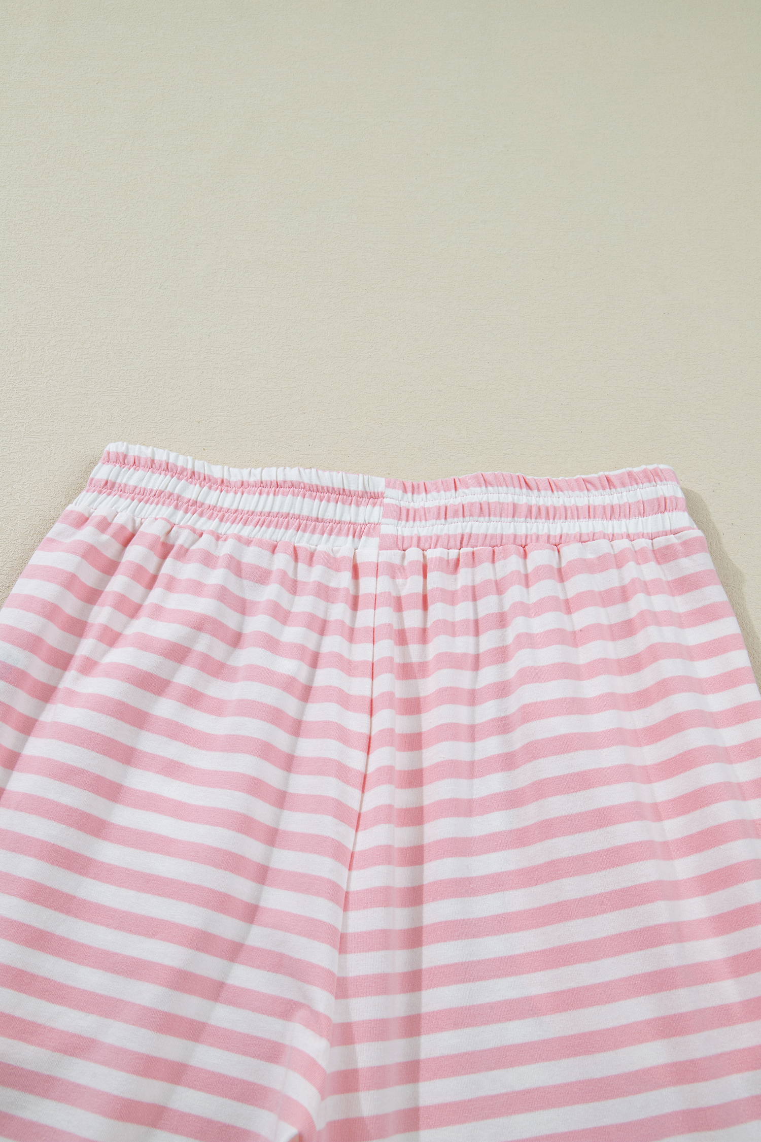 Rose Stripe Drop Shoulder Round Neck Top and Buttoned Straight Pants Two Piece Set - loveforevers