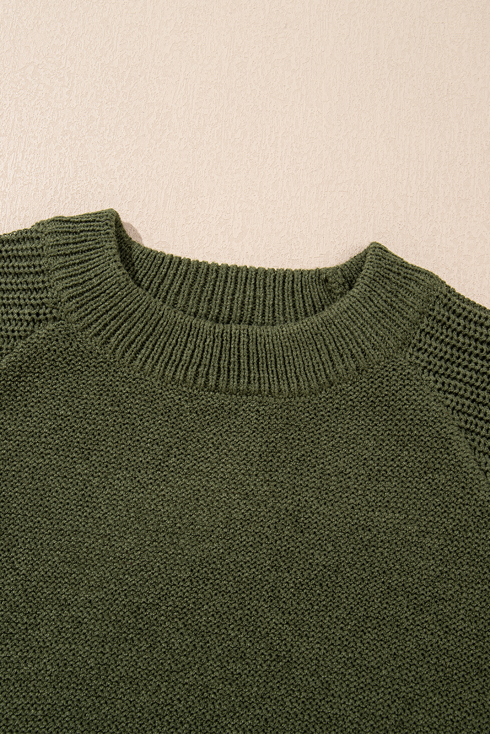 Vineyard Green Chunky Knit Raglan Sleeve Pullover Sweater - loveforevers