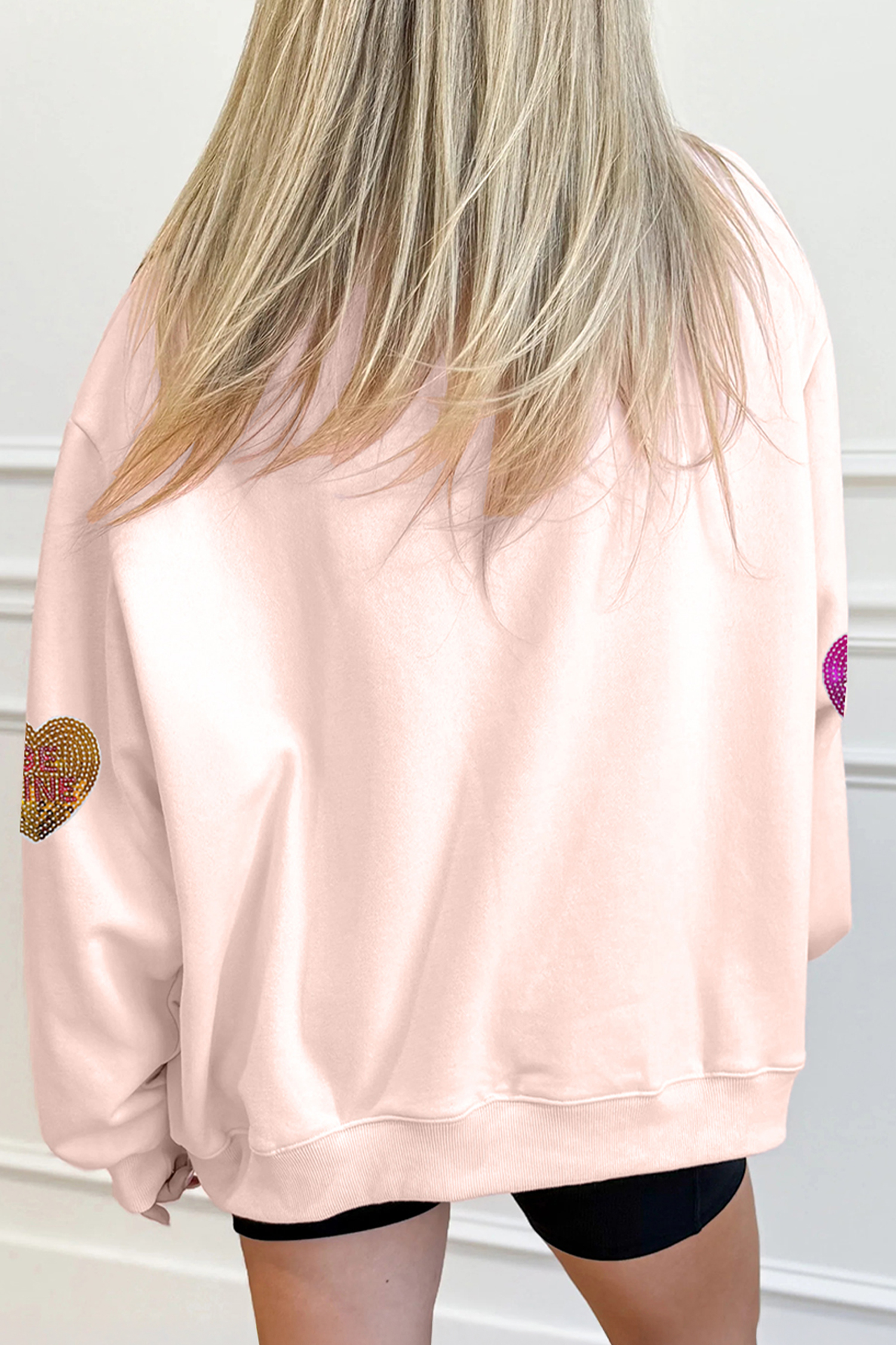 Apricot Pink Cowgirl Element Embroidered Detail Mock Neck Sweatshirt - loveforevers