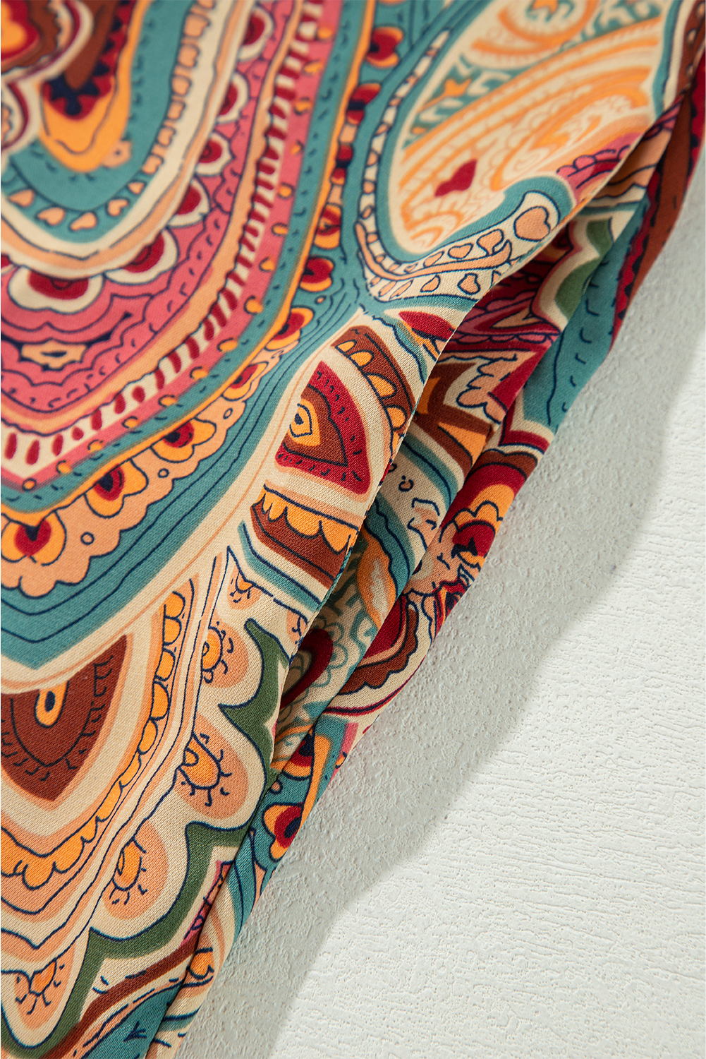 Red Paisley Printed Spaghetti Straps Elegant Wide Leg Jumpsuit - loveforevers