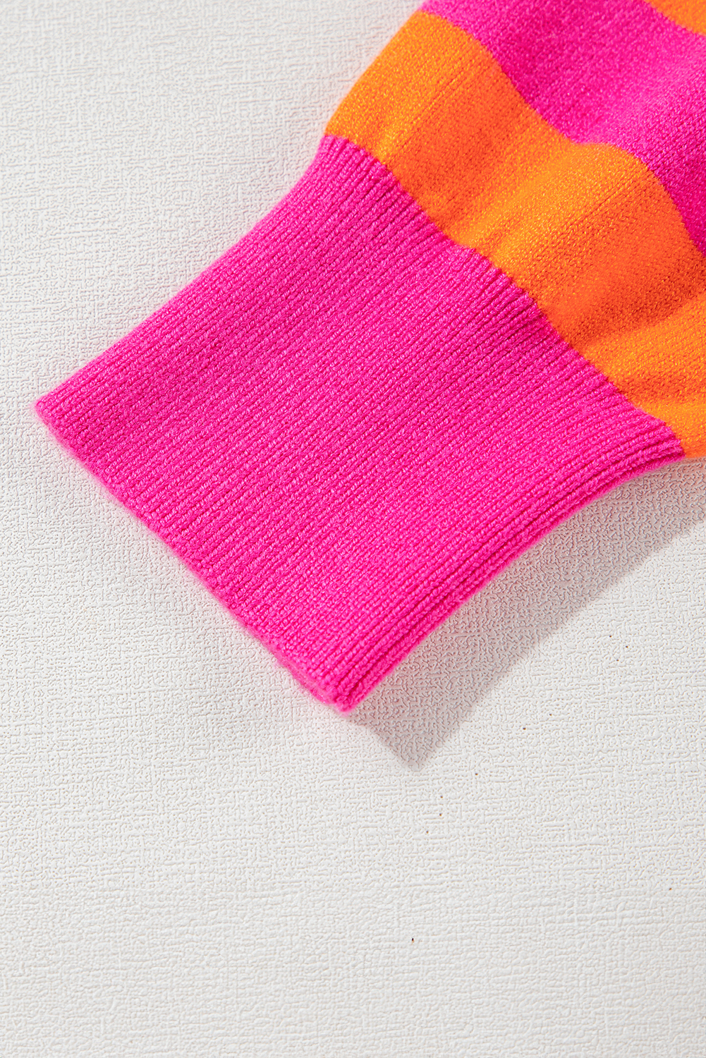 Rose Stripe Shoulder Pad Round Neck Sweater - loveforevers