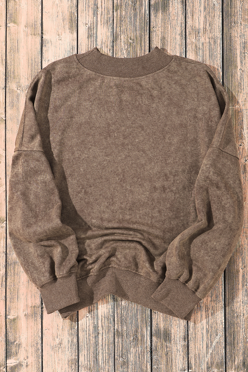 Brown Drop Shoulder Crew Neck Pullover Sweatshirt - loveforevers